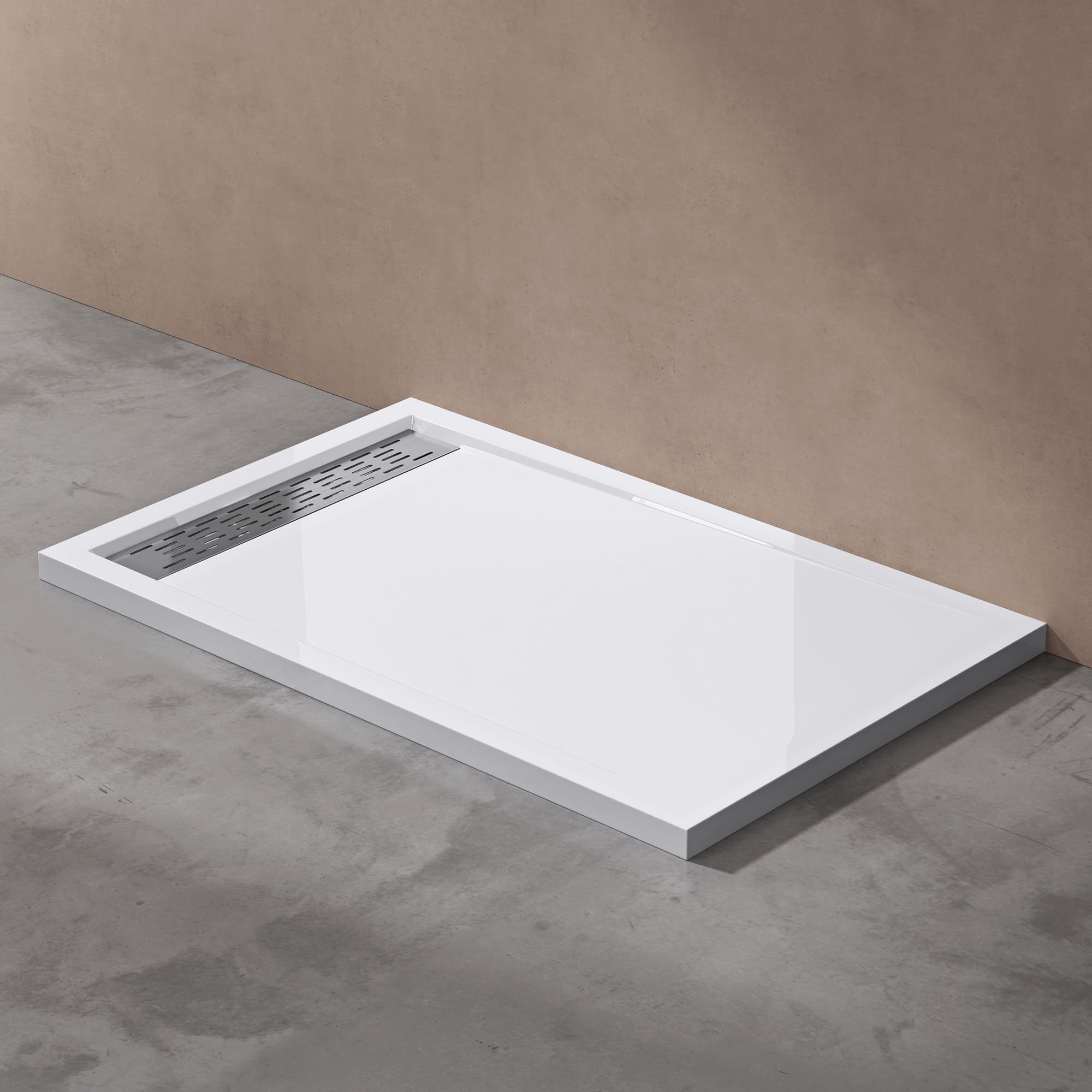 Receveur De Douche Rectangulaire Laneri - 70x140x5 Cm - ABS Acrylique Blanc - NEUF