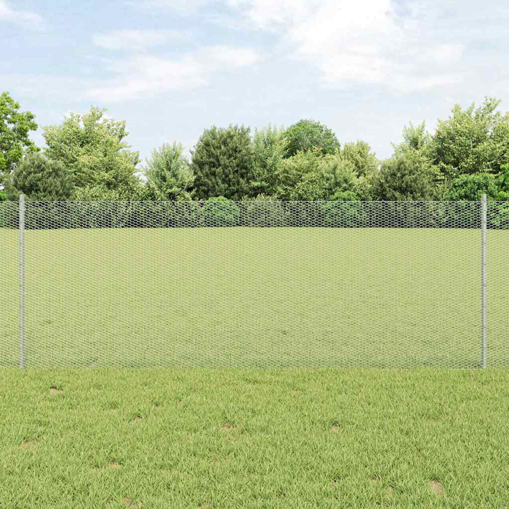 Ogrodzenie z słupkiem Srebrny 0,8 x 10 m Stal vidaXL
