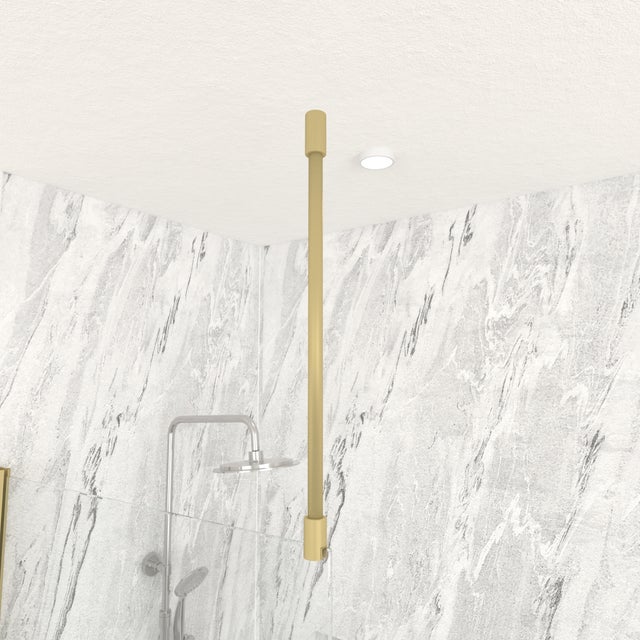 Barre de fixation plafond recoupable finition OR DORE BROSSE pour paroi de douche FREEDOM 2 GOLD