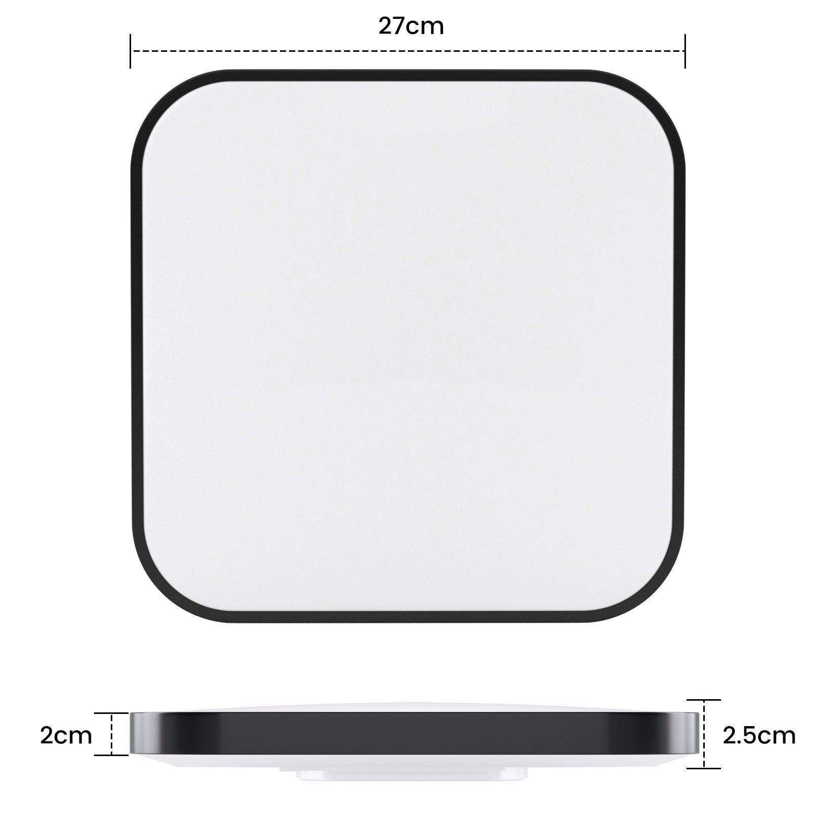 NETTLIFE Lámpara de Techo LED IP44 Negro 27 cm 15 W Dormitorio Cocina Regulable con Mando a Distancia Baño Cuadrado para Pasillo - 8