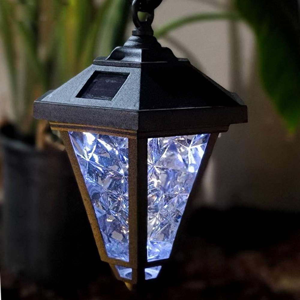 Luzes solares ao ar livre à prova d'água, 2 peças de luzes solares de jardim, luzes de lanterna solar, luz solar de caminho de paisagem, branco quente - 8