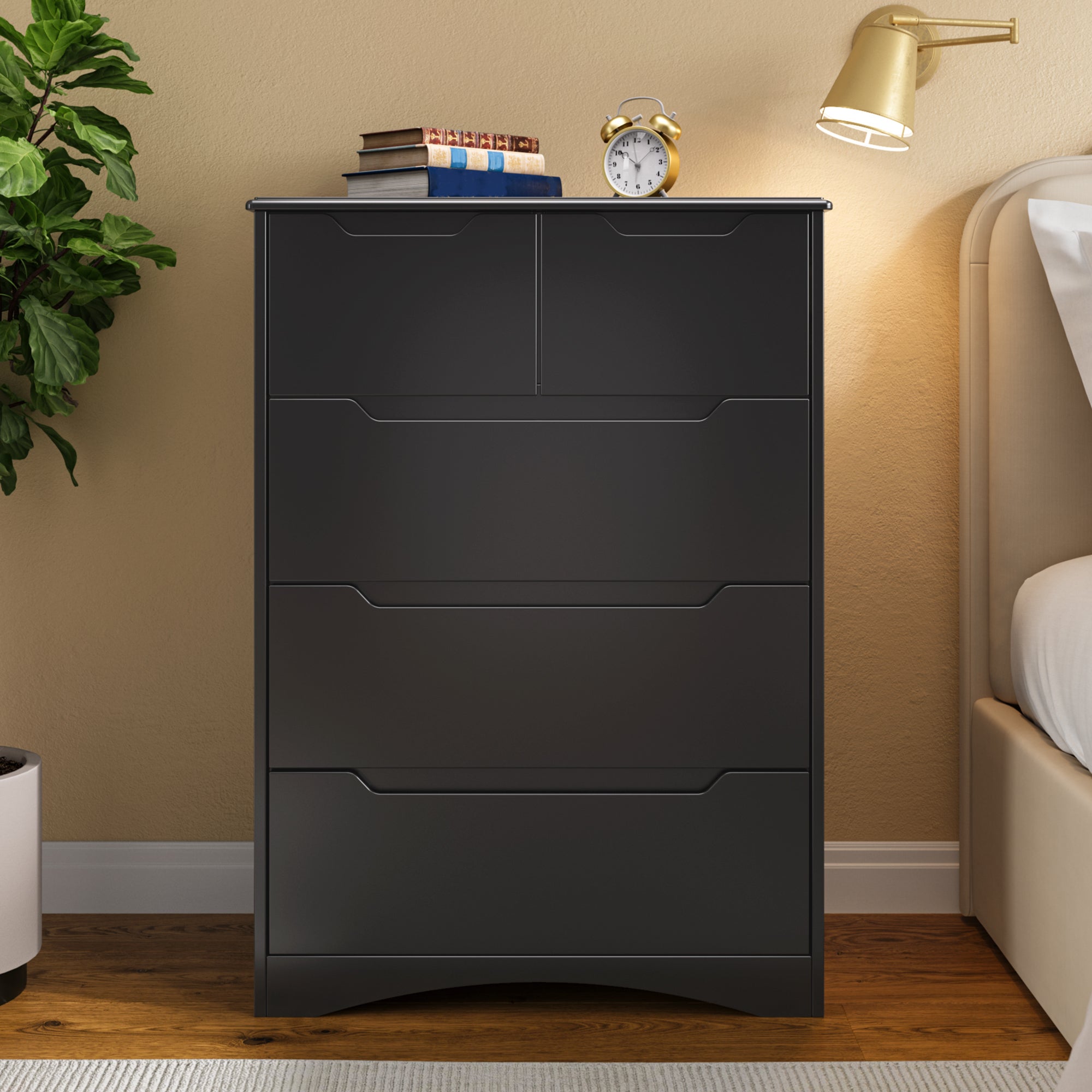 Bealife Cómoda de 5 cajones, negra, 72 x 41 x 94 cm - 8