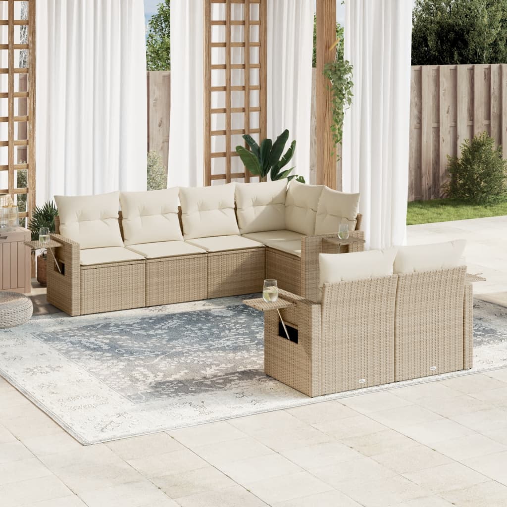 Salon bas de jardin en Rattan synthétique Beige 7 personnes | Leroy Merlin