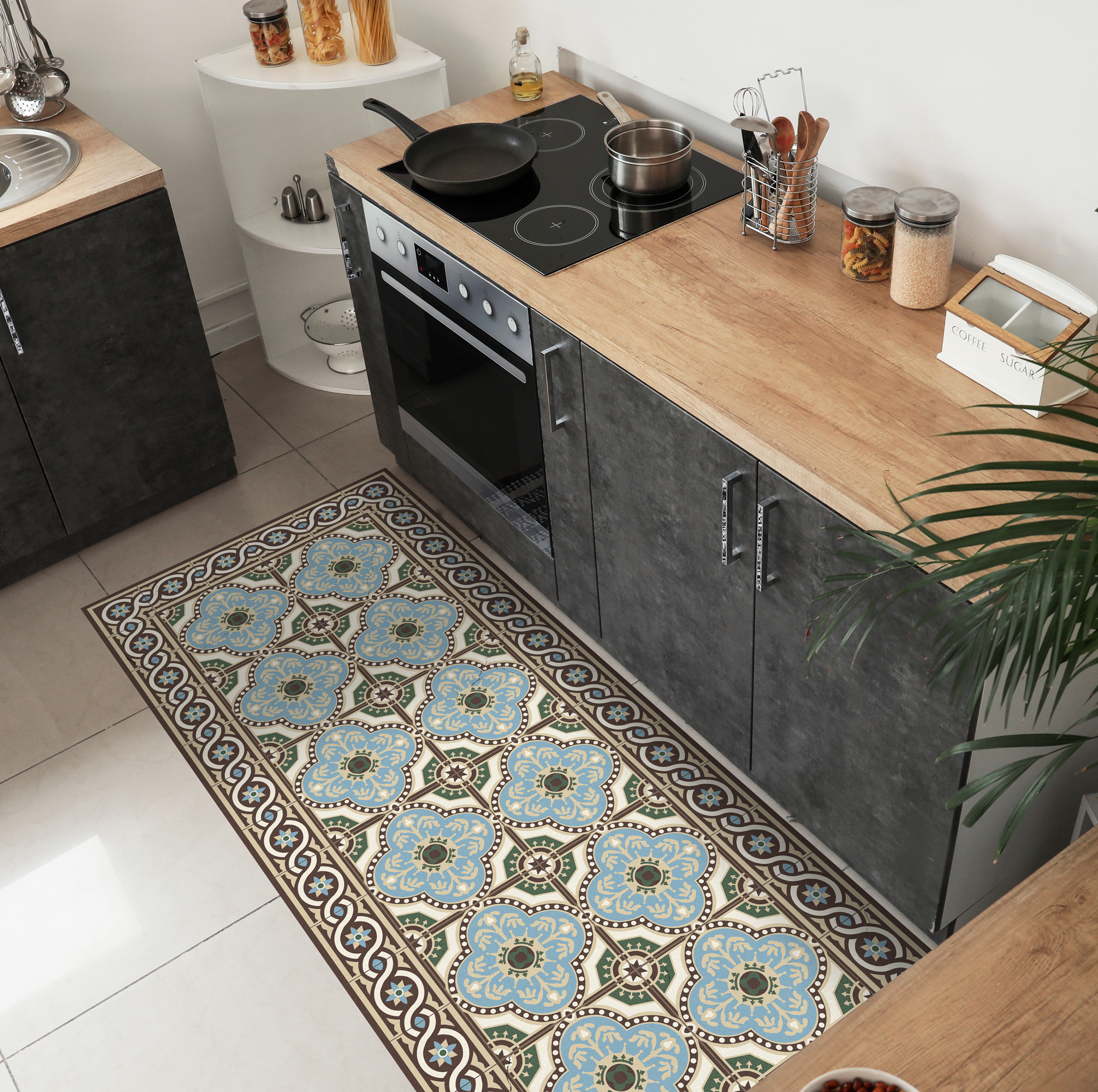 Tapis antidérapant en vinyle Diva 66x180 cm - PVC imprimé, lavable, ignifuge, pour le salon et la cuisine - 4