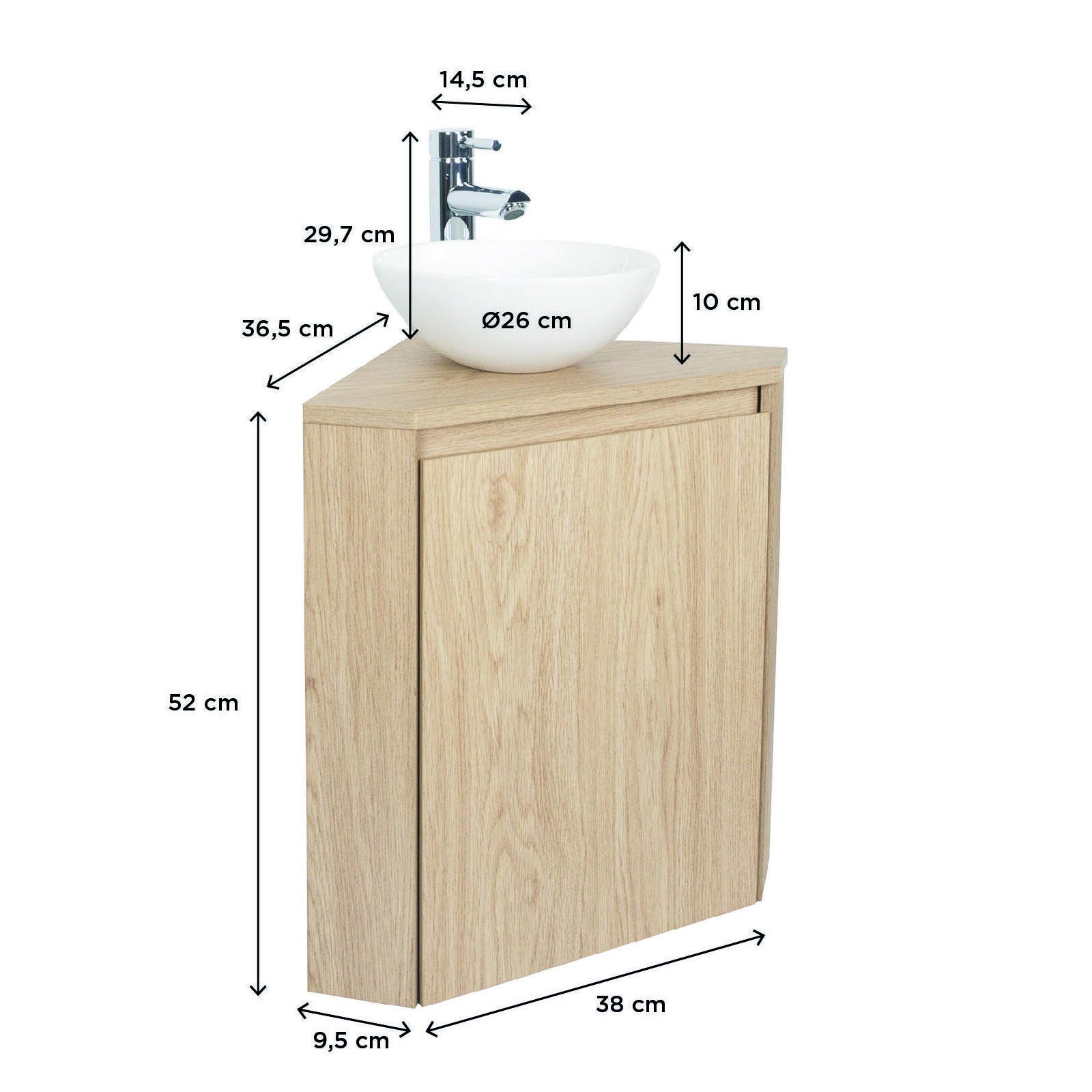 Meuble lave-mains d'angle SORRENTO + vasque + robinet - 3