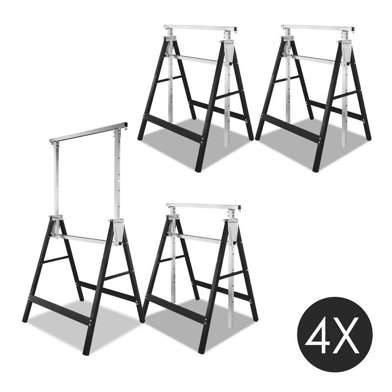 4x caballete de andamio caballete de trabajo caballete metálico 200kg regulable en altura 7 veces