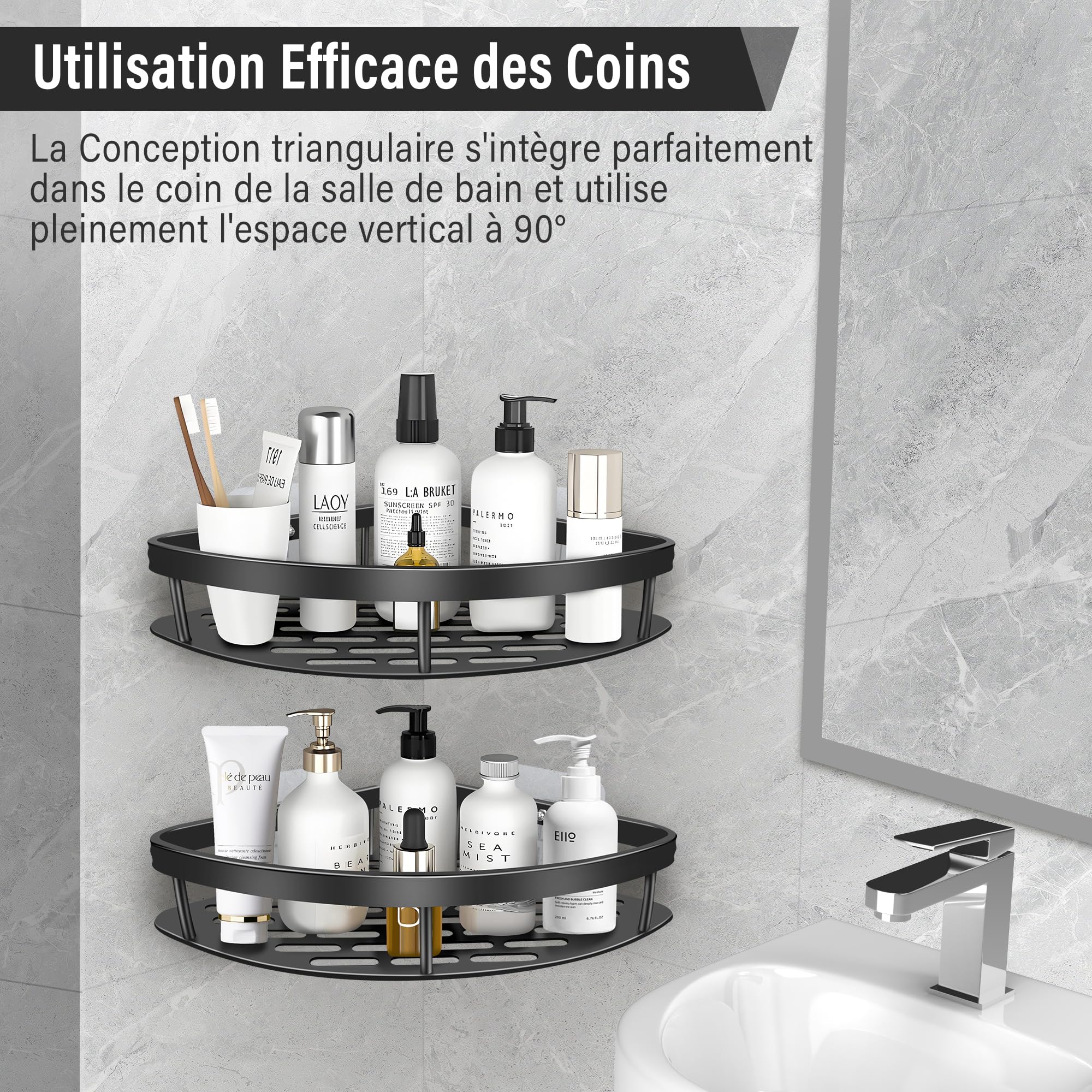 Estante Para Ducha De Acero Inoxidable 304 - Sin Taladrar, Adhesivo, Capacidad 5kg, Color Beige, 220x90x75mm