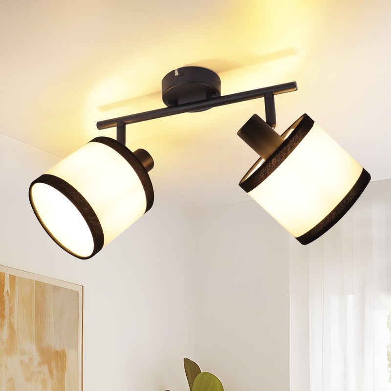 ZMH lampa sufitowa Czarny reflektor sufitowy 2 płomienie reflektory sufitowe LED E14 z tkaniny regulowana vintage (bez żarówki)