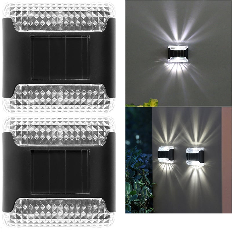 Zewnętrzna lampa solarna, wodoszczelna IP65. Solarny kinkiet do oświetlenia zewnętrznego góra i dół, światło białe (pakiet 4 szt.)