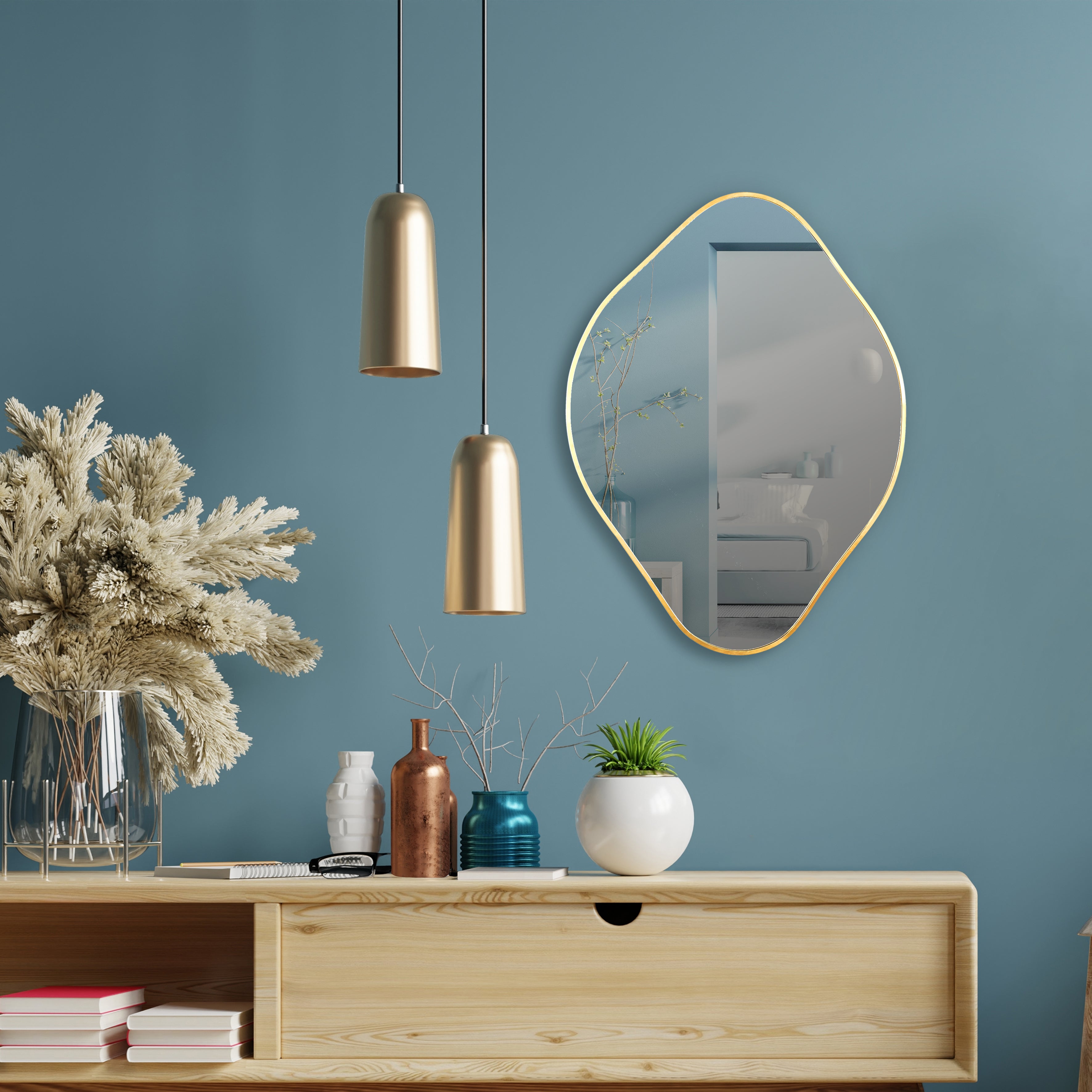 Miroir Deco Contour Dore Losange H60cm Come - 3