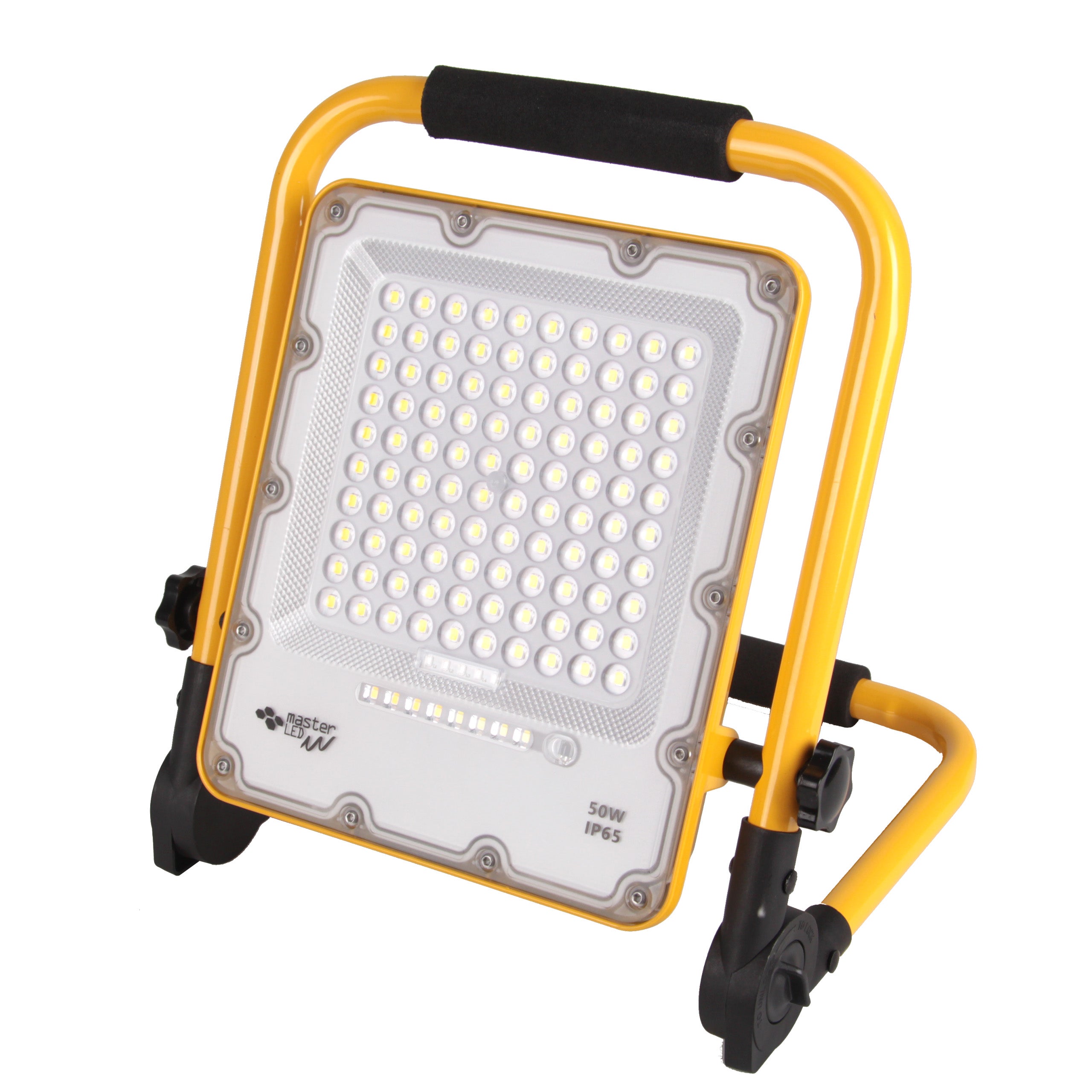 Naświetlacz LED SMD Siga 50W IP65 4500K neutralna biel przenośny halogen akumulatorowy żółto-czarny MasterLED