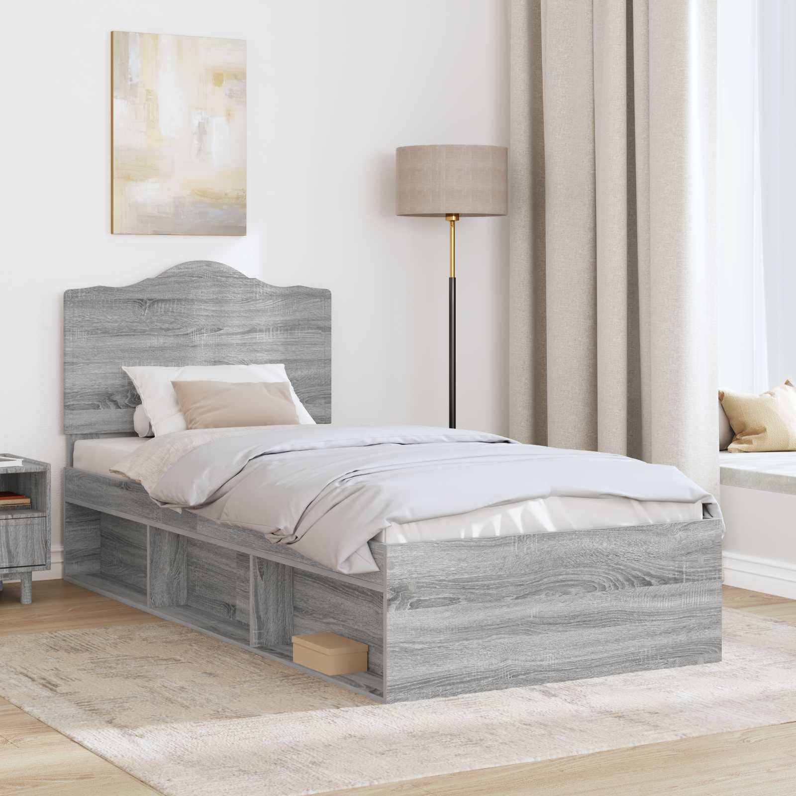 Cadre de lit Gris 100 x 200 cm Pin massif - 3
