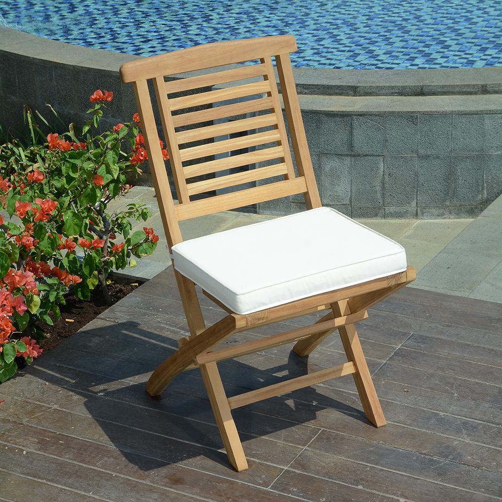 Chaise de jardin pliable sans coussin Barbade en Teck Marron - 4