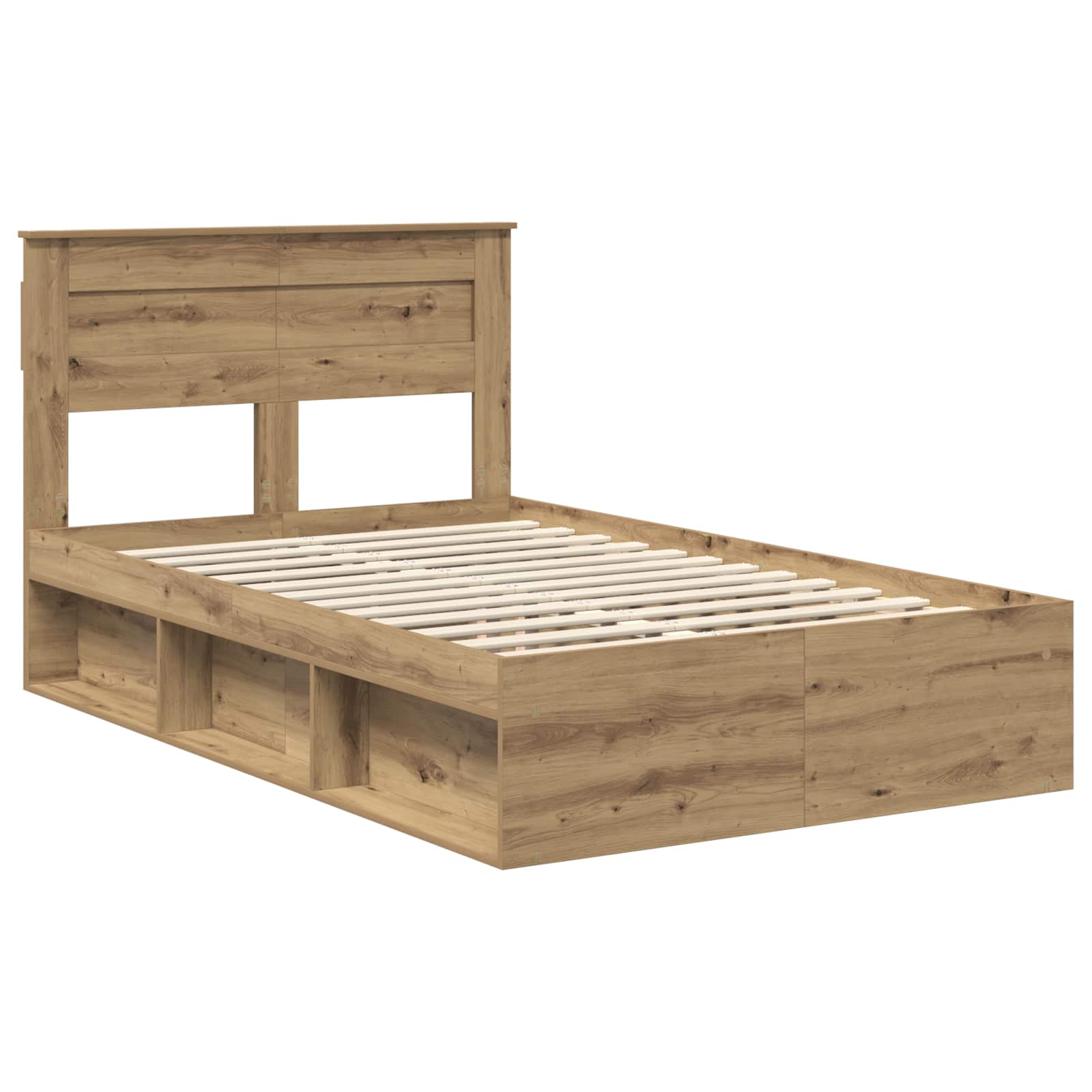 Cadre de lit chêne artisanal 120 x 190 cm bois de pin massif - 4