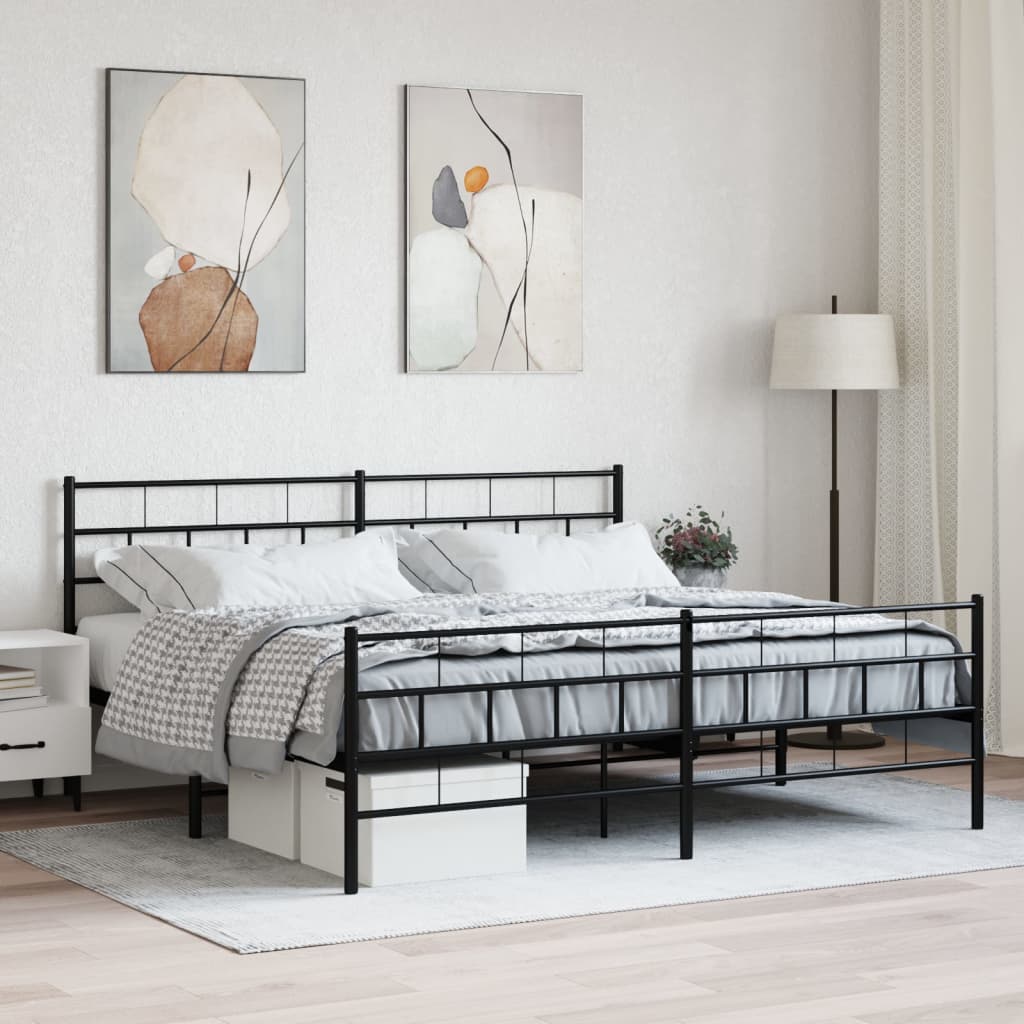Cadre De Lit Ancien 120 Cm (1.20m) - Métal Et Bois Peint - Roulettes - Sans Sommier Ni Matelas
