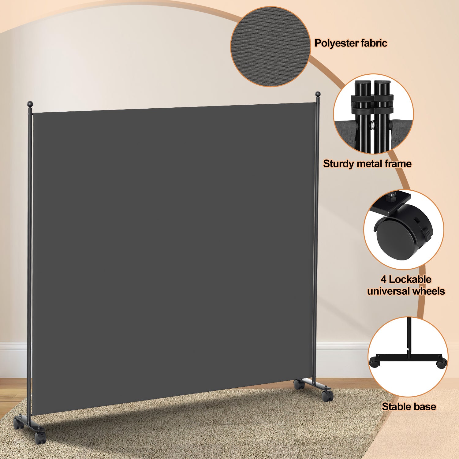 Paravent avec roulettes séparateur de pièce Cloison Paravent écran de confidentialité Écran pour Jardin Anthracite 187x181 cm - 4