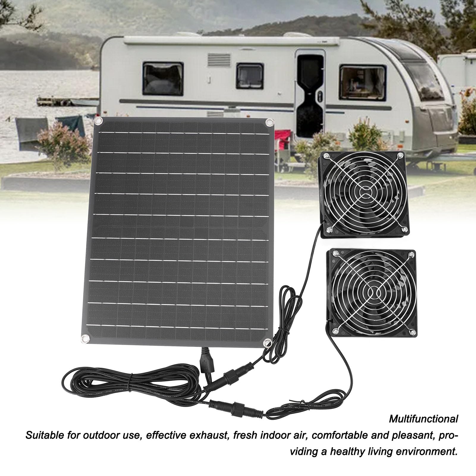 Exaustor Solar IPX7 À Prova D'Água Monocristalino 15W 12V Painel Solar Ventilador de Ventilação Galinheiro Casa de Animais de Estimação Estufa - 6