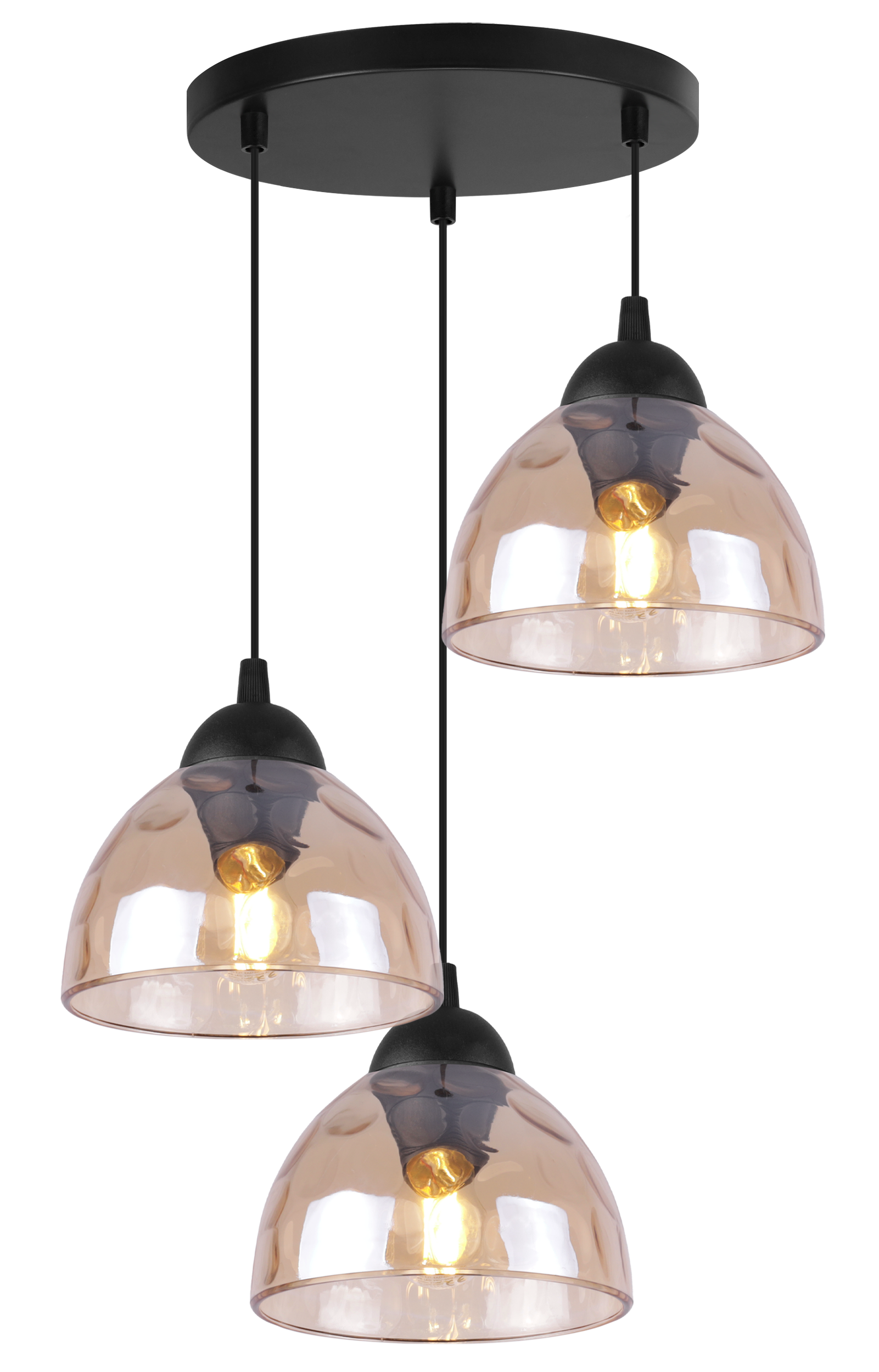 Lampa sufitowa wisząca Venice modern 3xE27 klosz półokrągły czarny/miodowy Light Home LH - 2