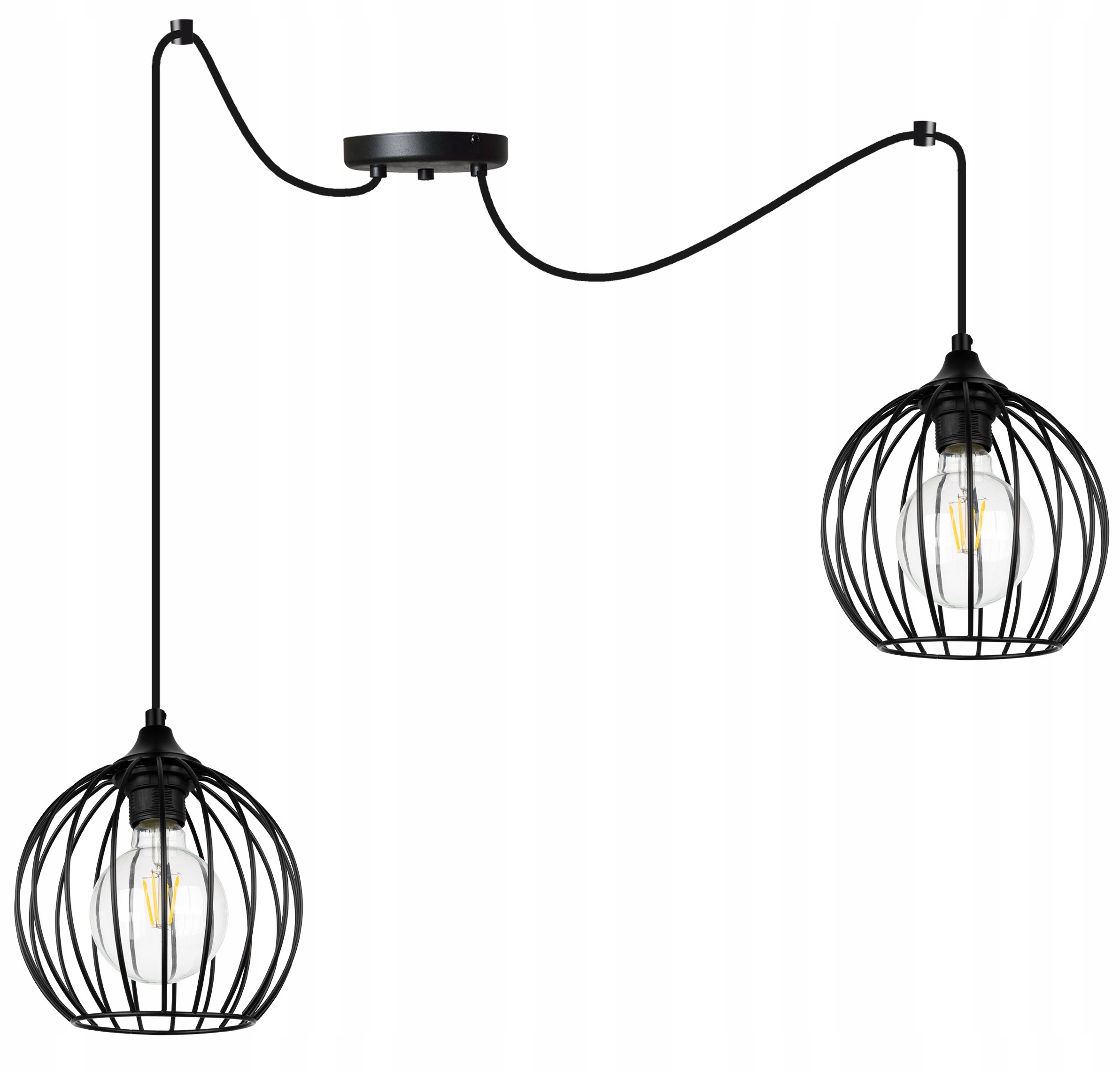 Lampa sufitowa wisząca Spider Toronto modern 2xE27 abażur druciak półkulisty czarny Light Home LH