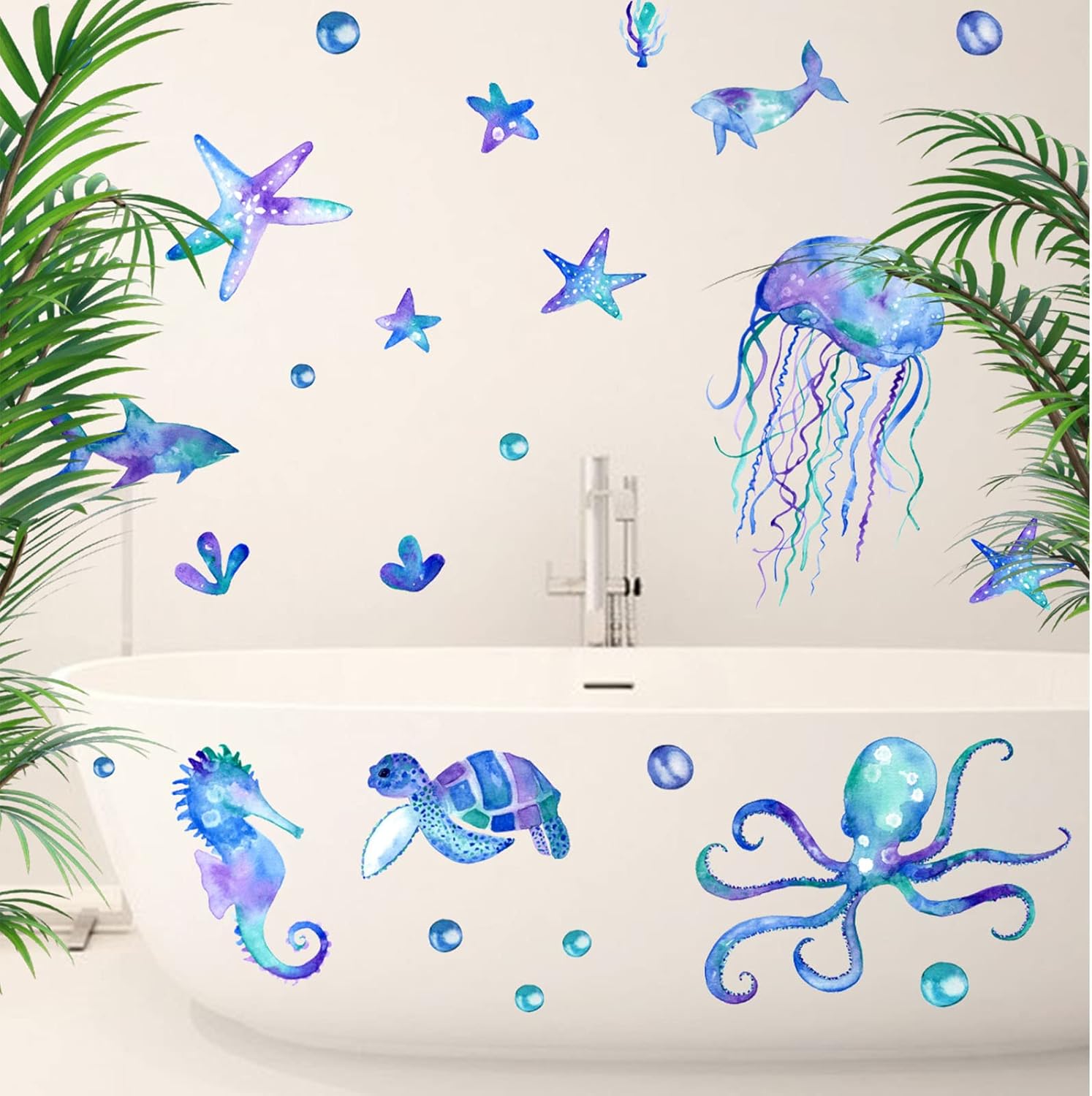 Autocollant Mural école De Poissons - Décor Vinyle Amovible Pour Chambre D'enfant, Salle De Bain