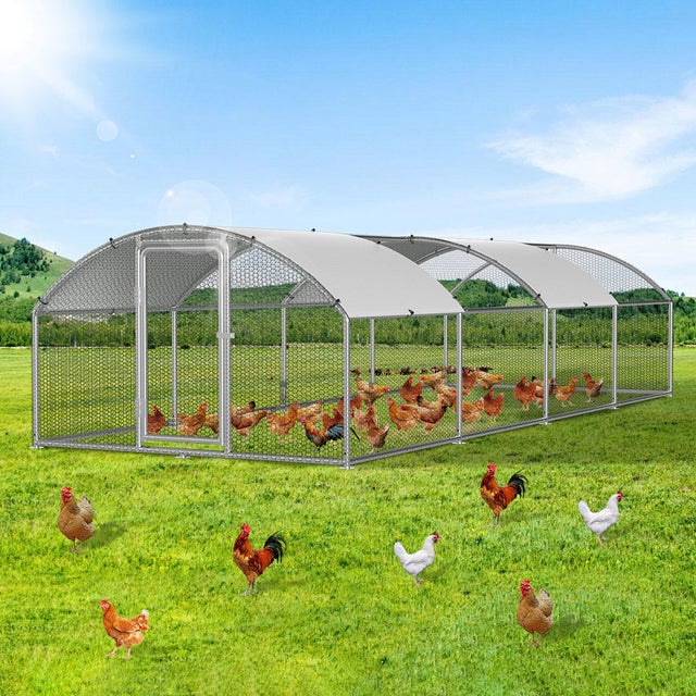 3 x 8 x 2 m Galinheiro com cúpula, gaiola para coelhos com capa impermeável, gaiola para patos para jardim ou quinta