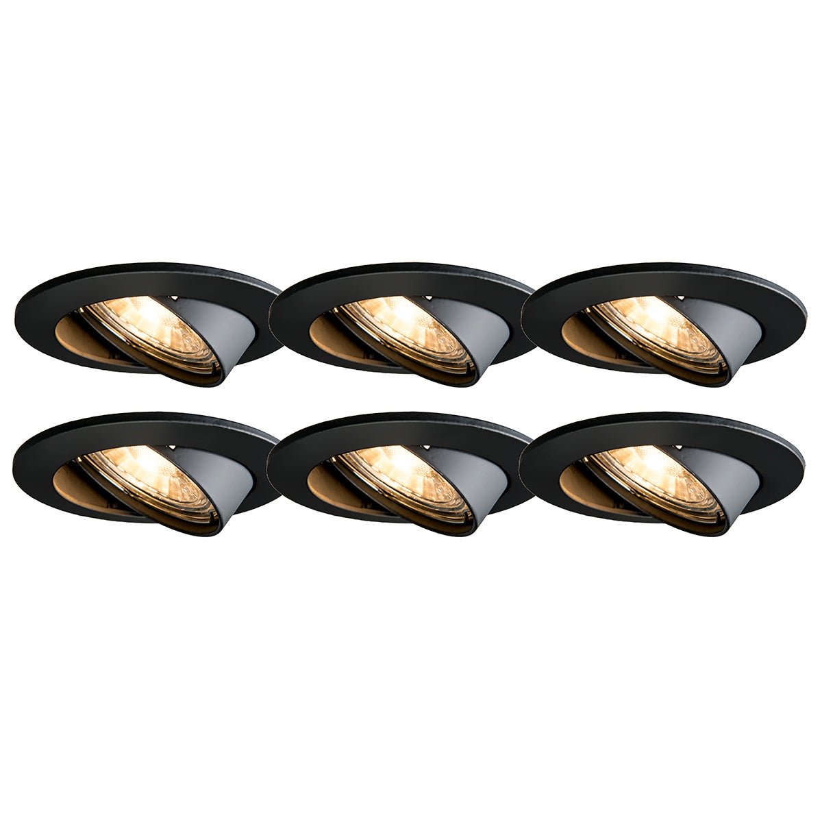 Qazqa reflektory wpuszczane - Edu - czarny, 8.2cm, okrągły, IP20wewnętrzne, zestaw 6