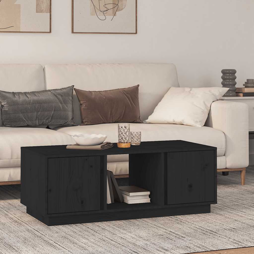 Stolik kawowy, czarny, 110x50x40 cm, lite drewno sosnowe vidaXL