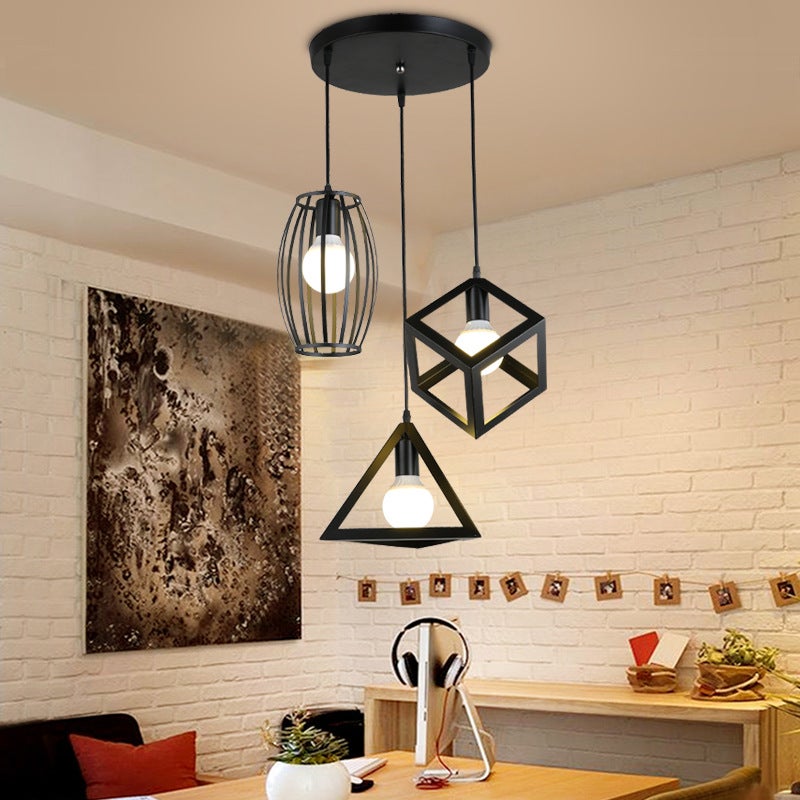 Lampadari A Sospensione Vintage Plafoniere Retrò A 3 Teste Lampade Da Soffitto Luce Sospesa Industriale Antica Per Bar Caffetteria Nera 97078737