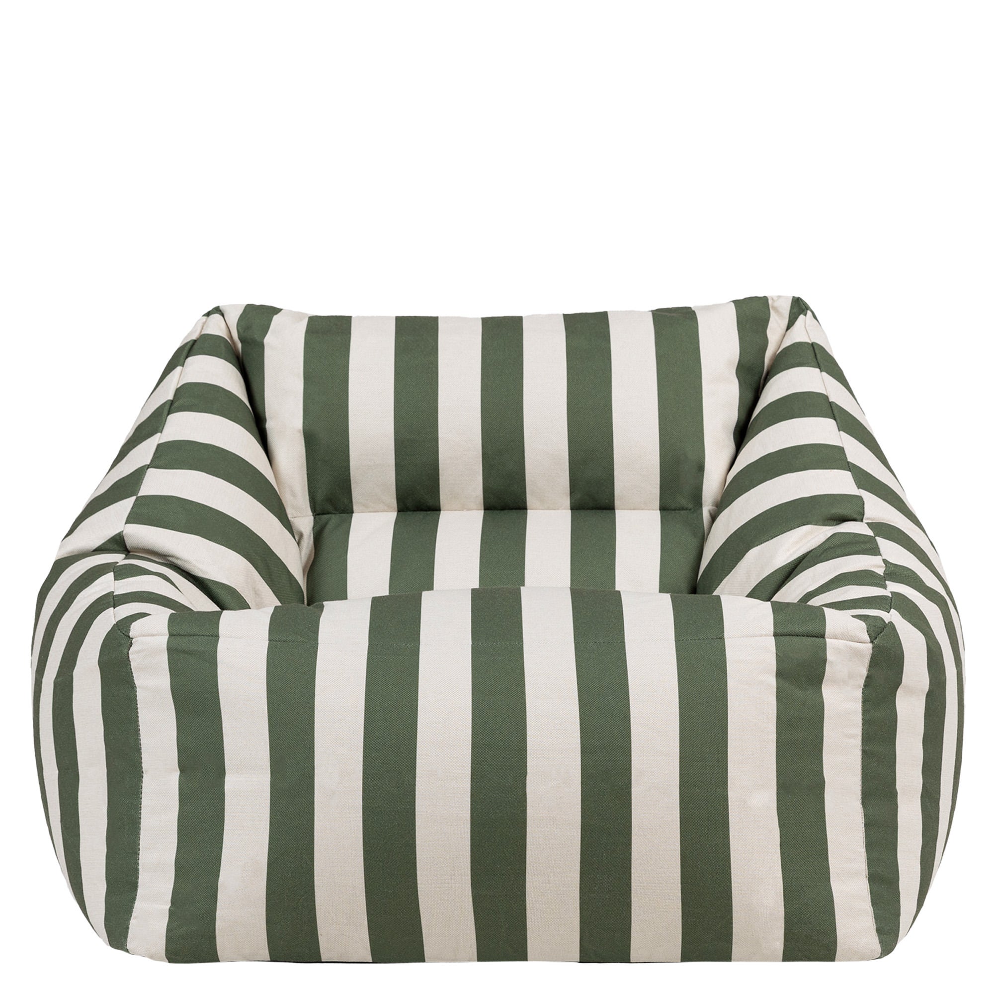 Pouf fauteuil Icon en tissu tissé Oeko-Tex® rayé vert olive, intérieur et extérieur, jardin, salon, 97x84cm - 4