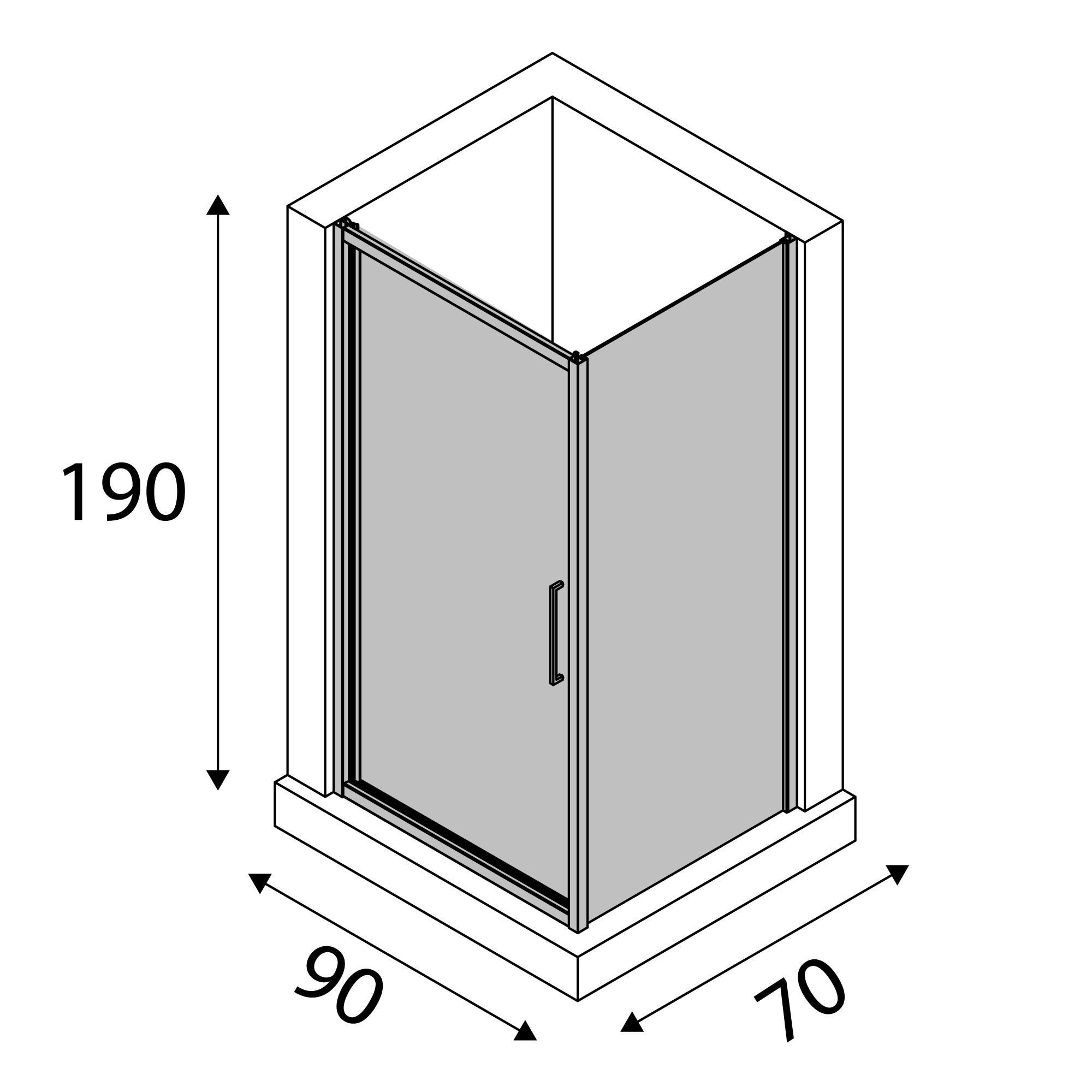 Siro - Box doccia ad angolo 90x70 cm con 1 anta a battente cromo/trasparente - 6