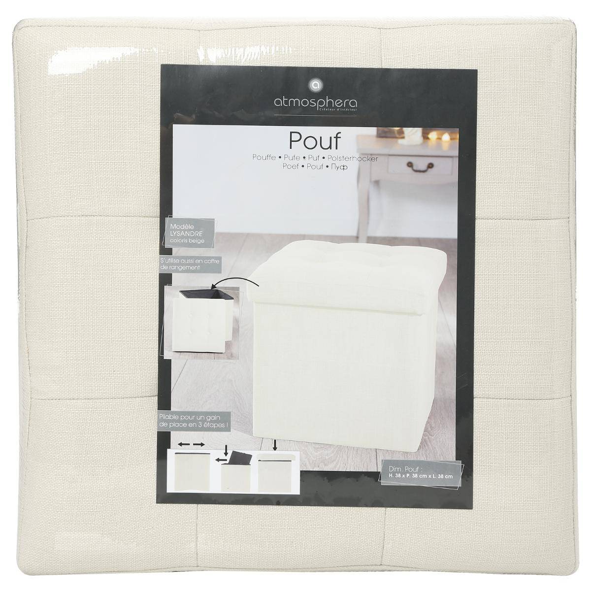 Banquette Pliable Lysandre 76 Cm Beige - Atmosphera Créateur D'Intérieur - Pratique & Élégante Pour Entrée, Chambre Ou Salon