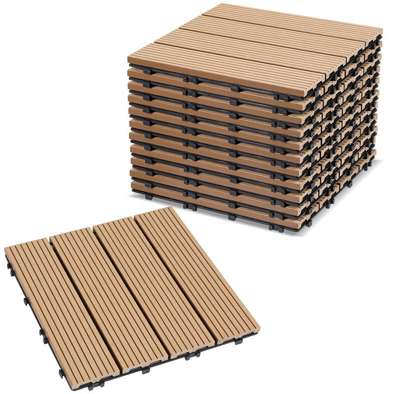 Zestaw 88 płytek tarasowych do układania w systemie „interlock” – format 30 x 30 cm, do stosowania na zewnątrz