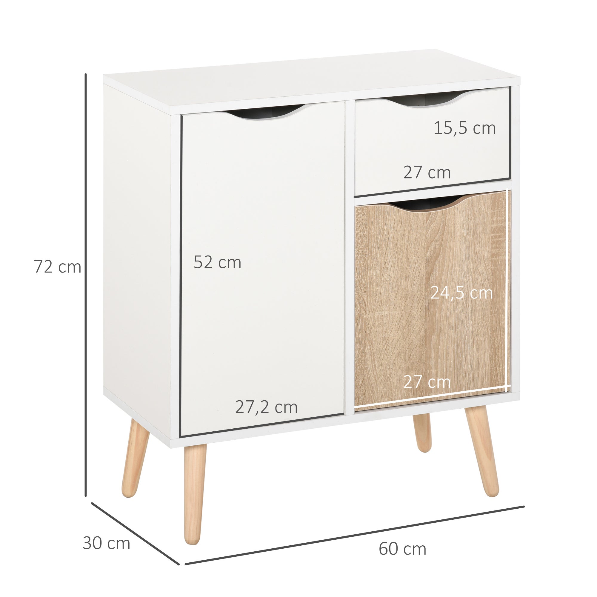 Buffet Meuble de Rangement Design scandinave 2 placards tiroir ...