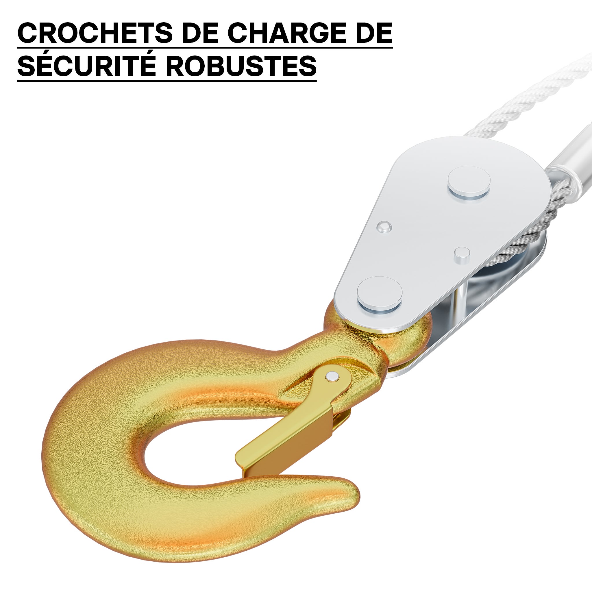 Palan manuel à câble - Charge max. 2000 kg - 2,2 m - en Acier - avec 2 transmissions et 2 crochets - Treuil de traction Cabestan pour… Wiltec - 5