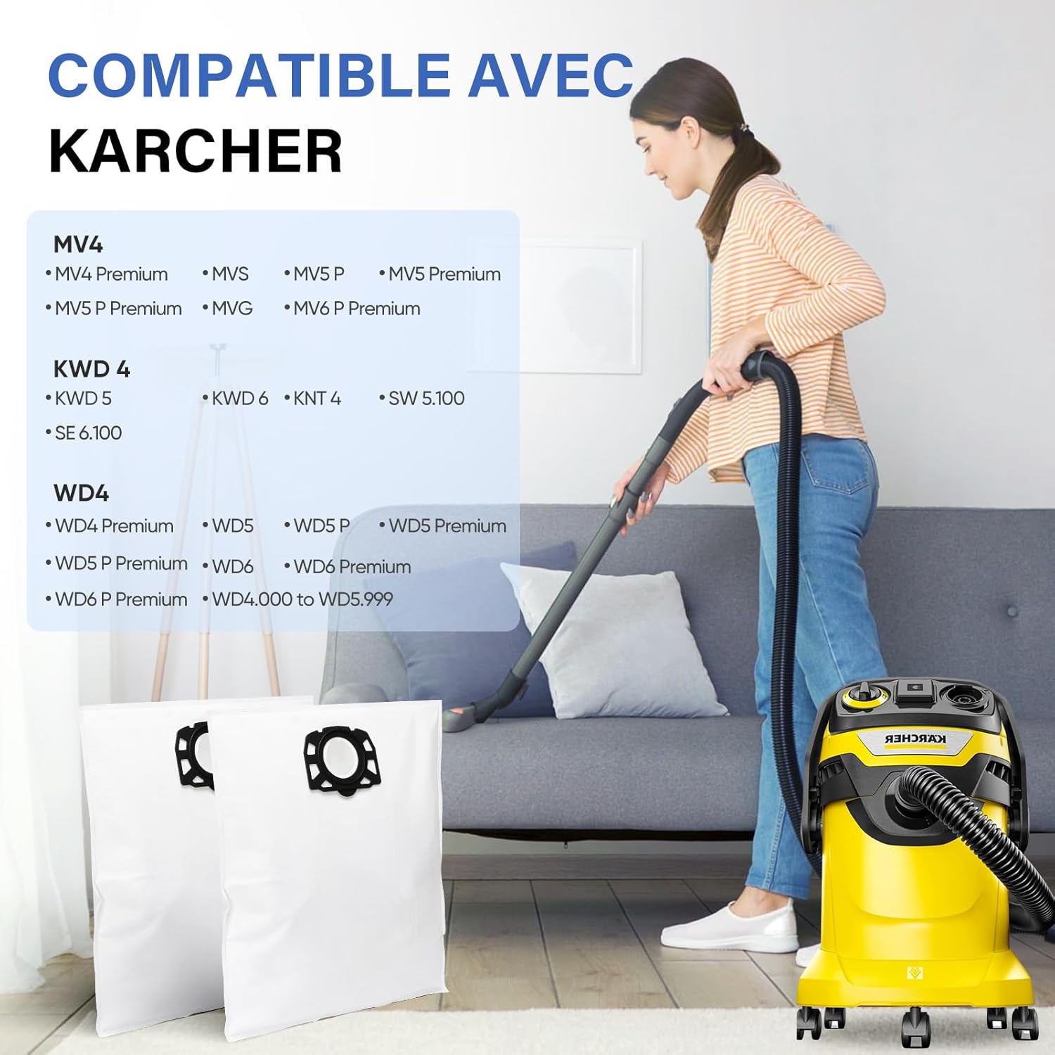 Lot de 12 Sacs de KFI 487 Filtre Sacs d'aspirateur accessoire pour
