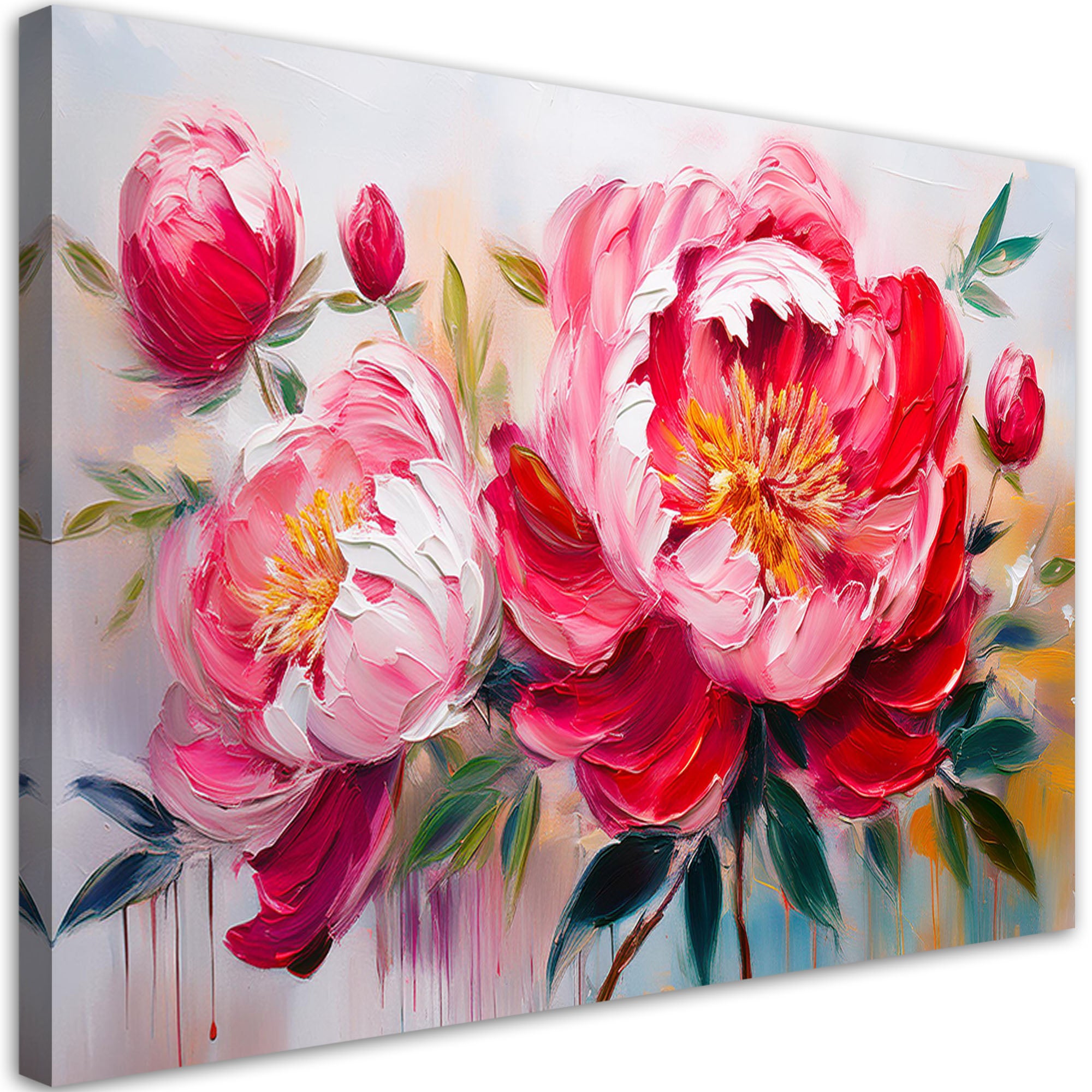 Obraz na płótnie, Kwitnące Różowe Piwonie Kwiaty 120x80