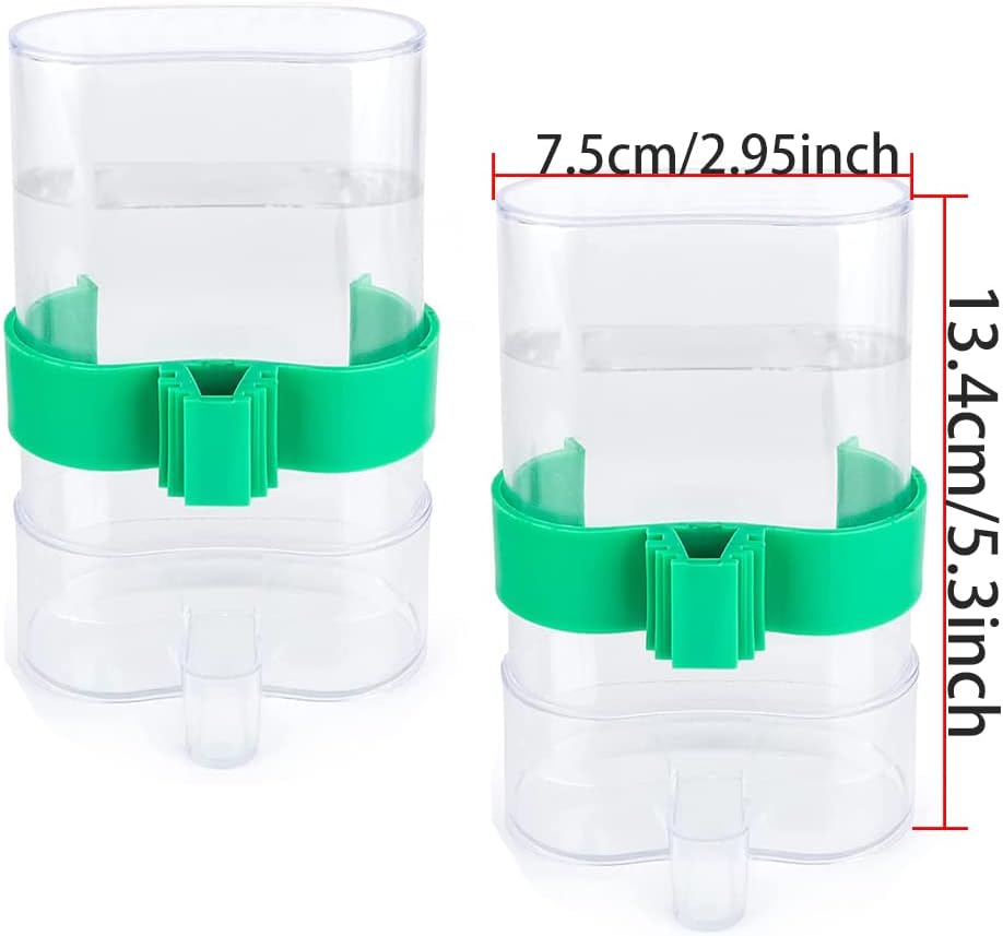 Butelka na wodę w kształcie klatki dla ptaków, 2 automatyczne karmniki dla ptaków, przezroczysty dozownik wody dla ptaków, 13,4 x 7,5 x 3,2 cm - 3