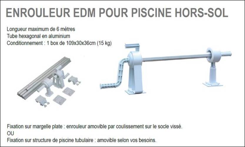 Enrouleur Amovible de Bâche pour Piscine Hors Sol Jusqu'à 6m de Longueur - Robuste, Pratique et Adaptable sur Margelles Plates - 3