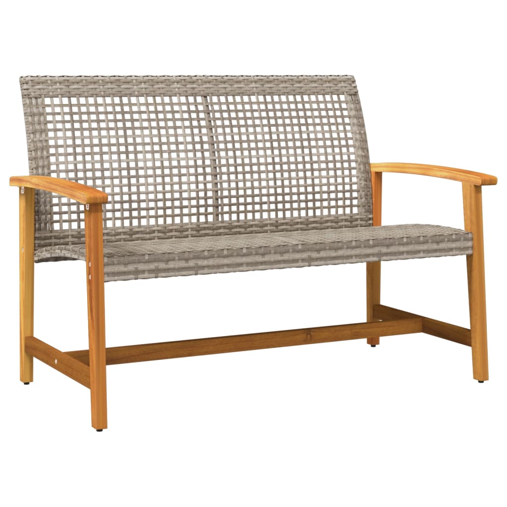 Banc de jardin gris 112 cm résine tressée et bois d'acacia vidaXL - 2