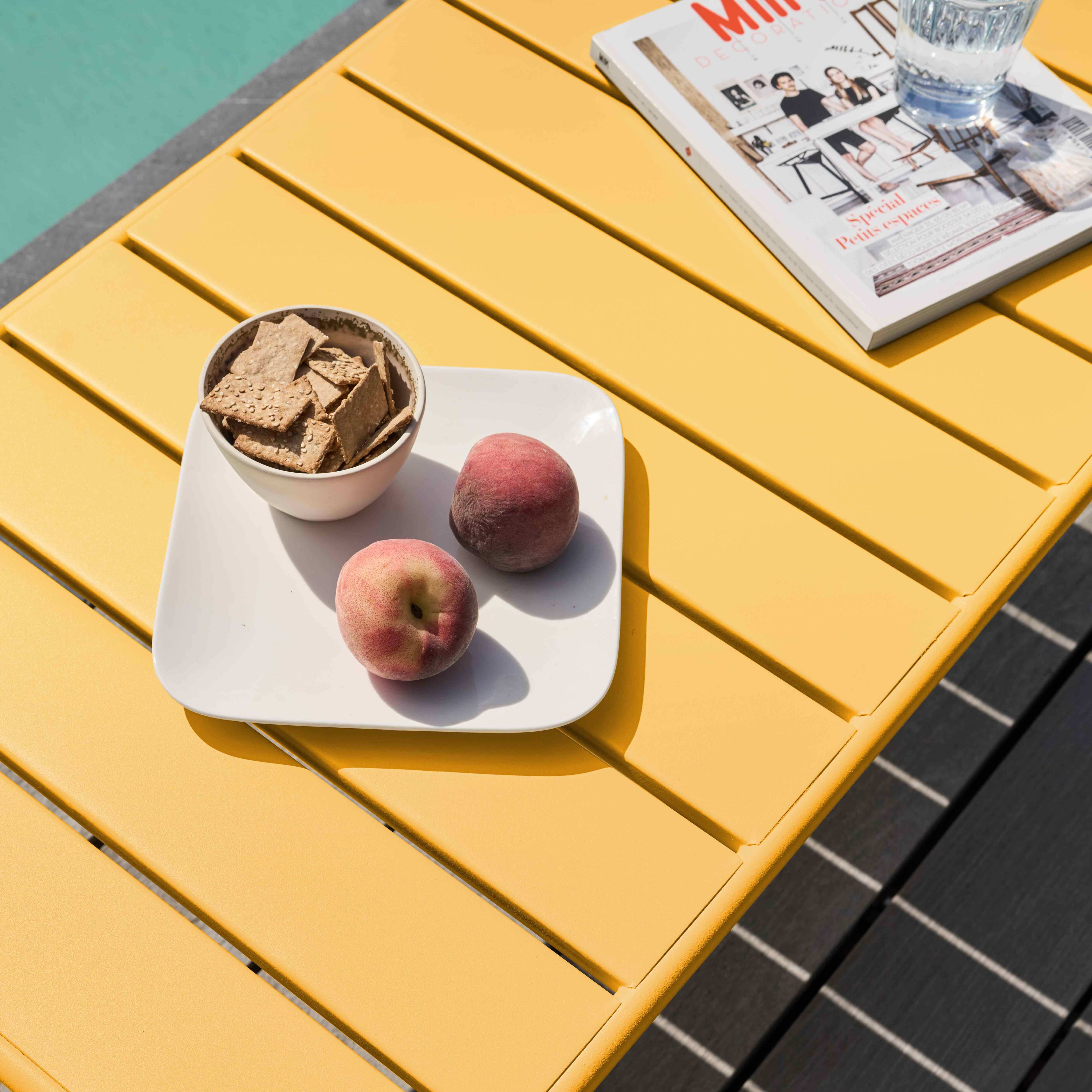 Table basse de jardin acier jaune 90 x 50 cm , Palavas - Oviala - 7