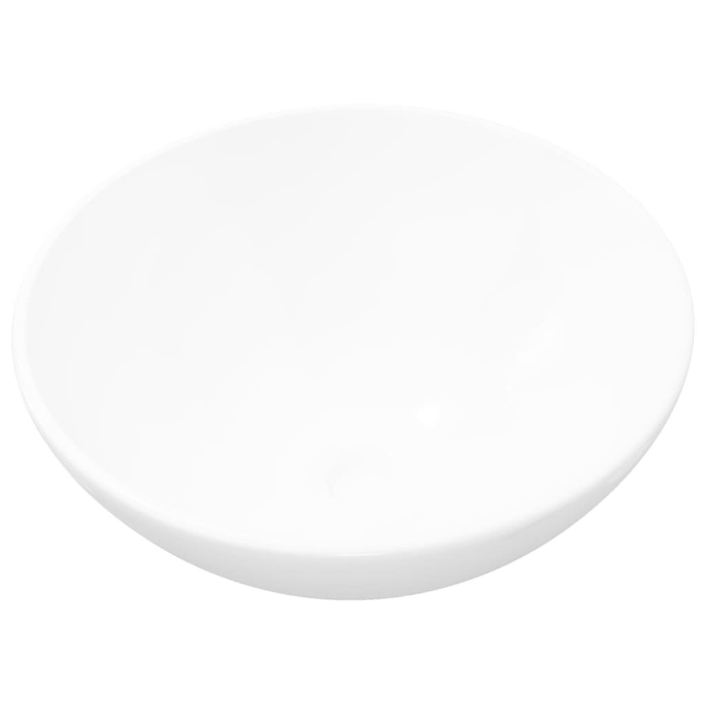 Lavabo de salle de bain Céramique Rond Blanc vidaXL - 2