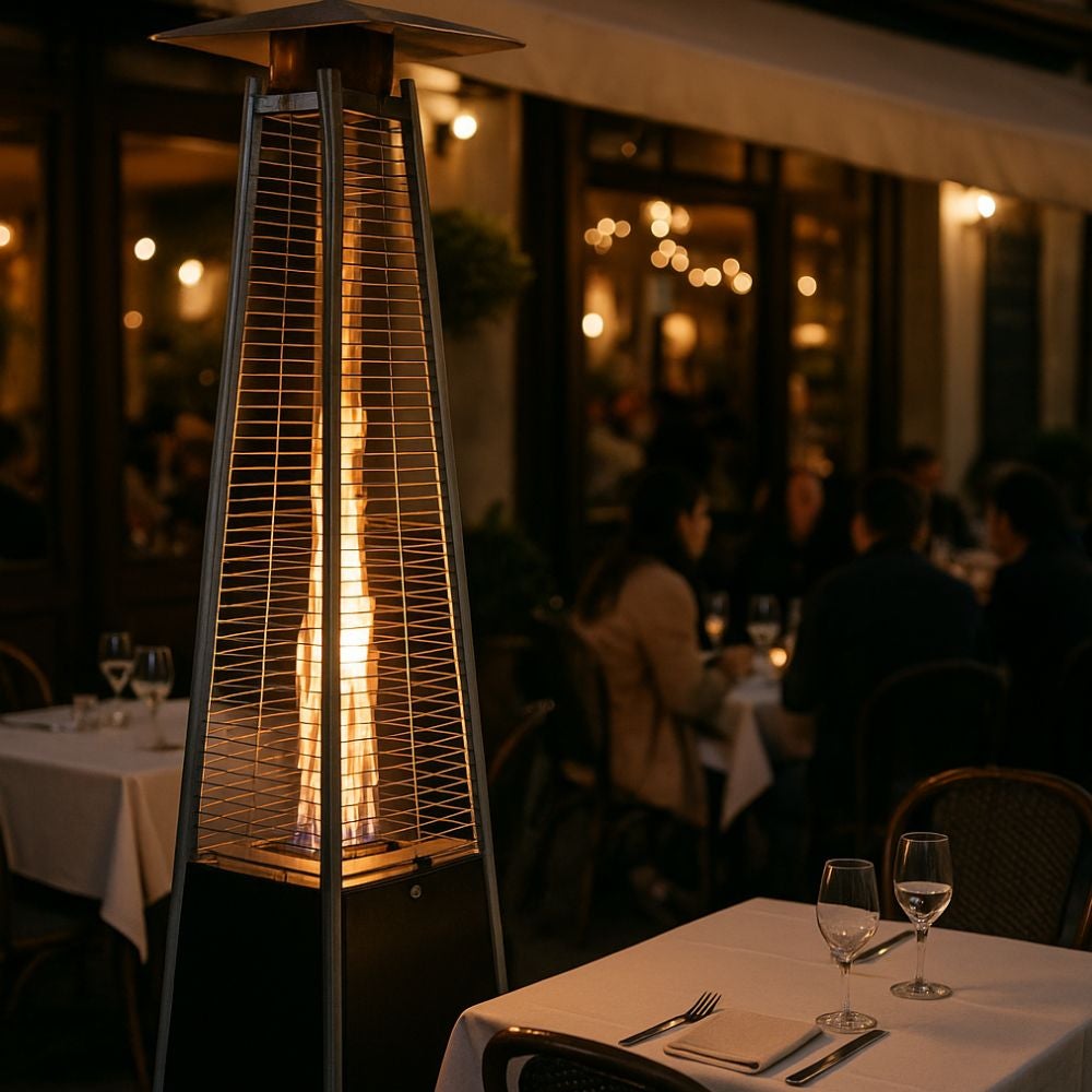 Poêle à gaz Pyramide en acier pour terrasse extérieure avec roues, chauffage, thermopatio Butane ou Gaz Propane 12.5 kw - 196 cm - 3