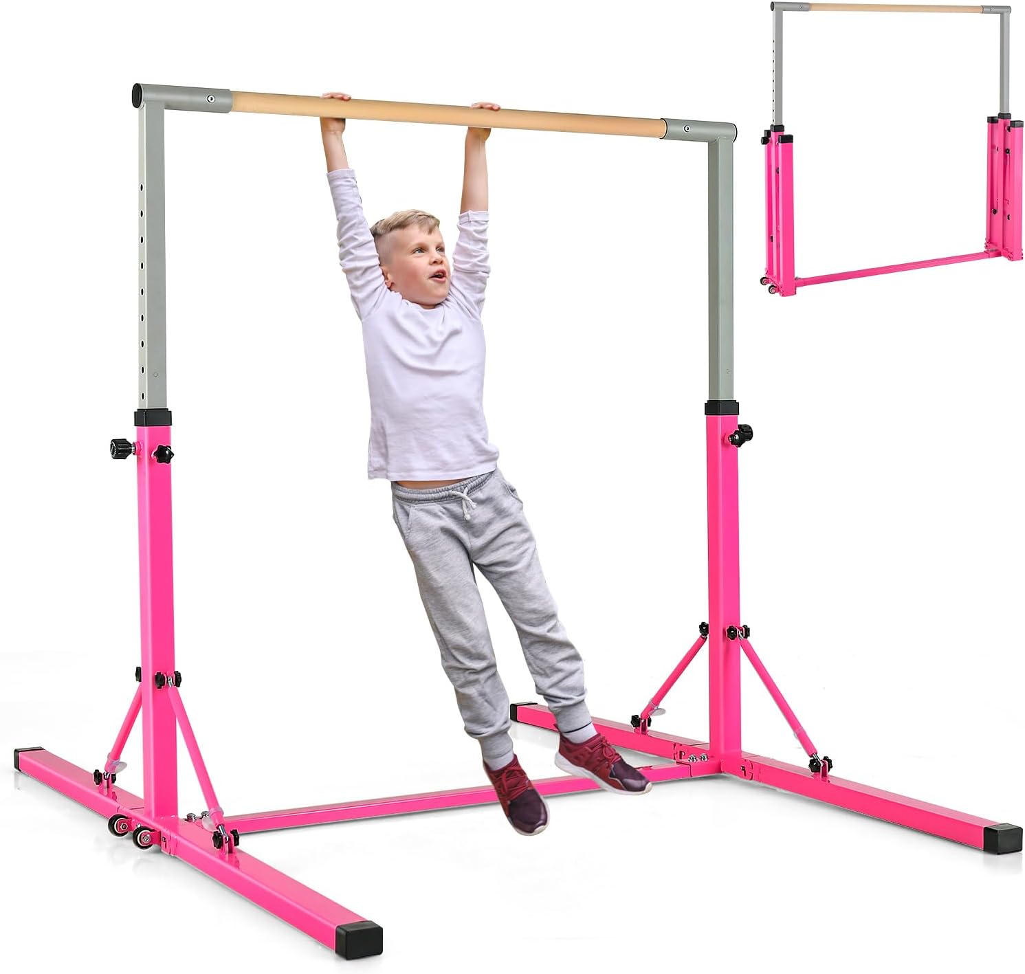 Stalowa Drążek Gimnastyczny, Regulowana Szerokość/Wysokość, Obciążenie 100-120 kg, Idealny do Siłowni, Domu