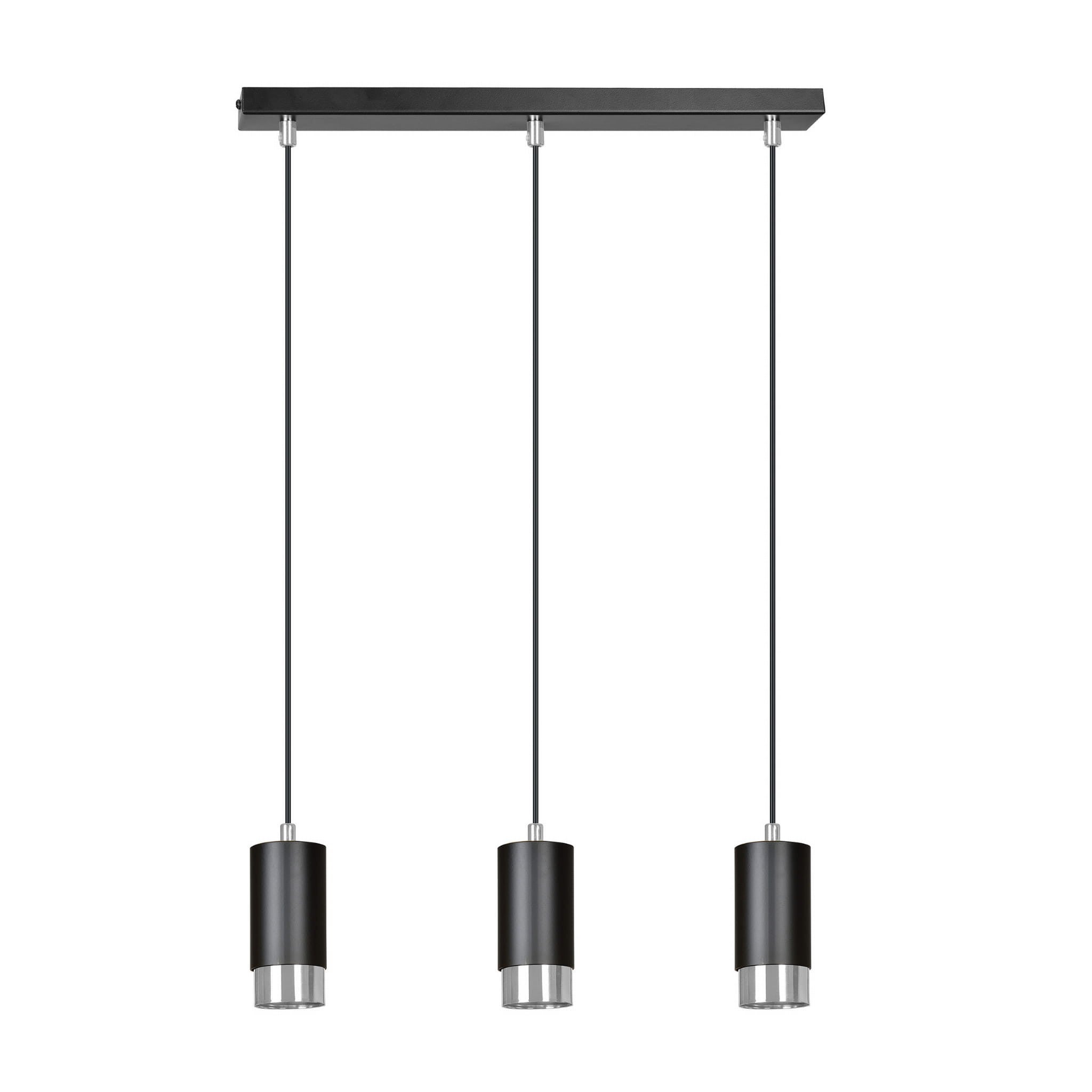 Lampa wisząca Fumiko czarna-chromowana 3xGU10x10W wym: 100 x 45 x 8 cm metal Emibig