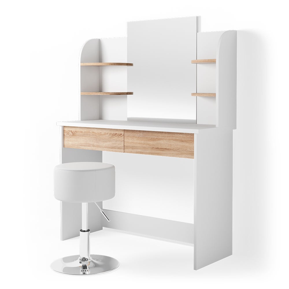 Vicco coiffeuse Charlotte, Blanc/Sonoma/Sonoma, 108 cm avec tabouret