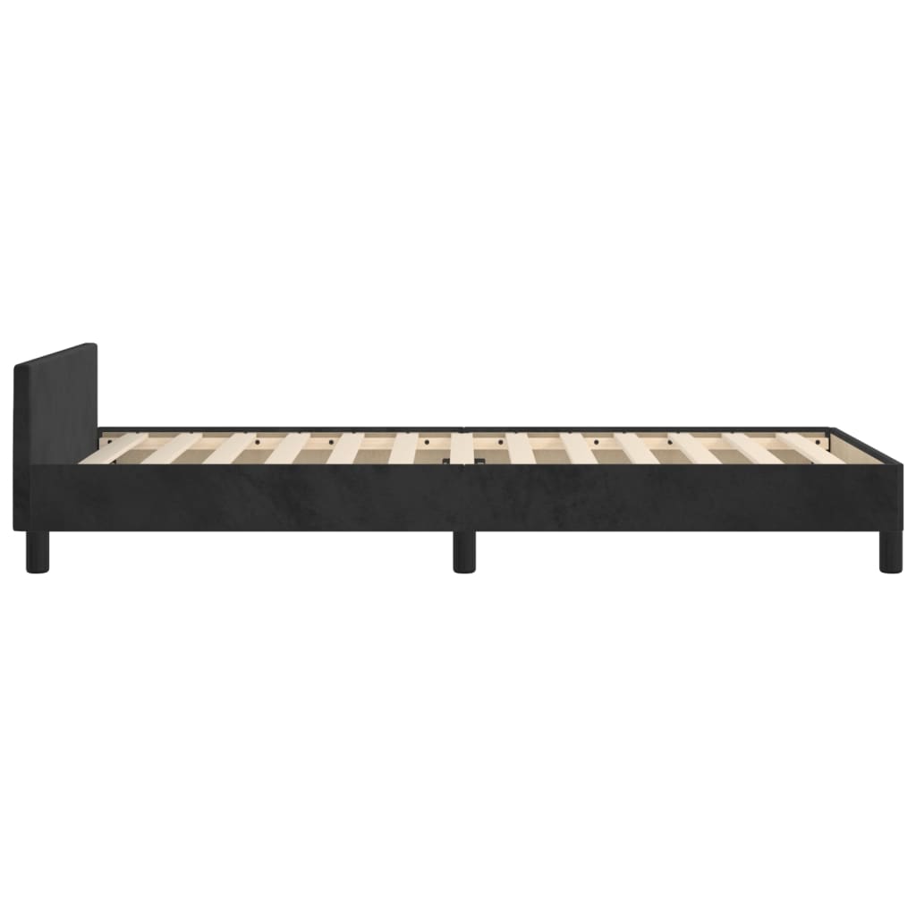 Cadre de lit sans matelas noir 100 x 200 cm en velours - 7