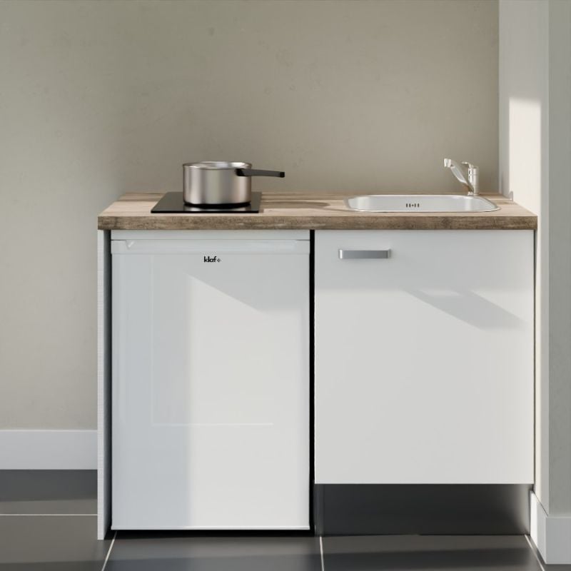 Kitchenette K08L-PT - 120 cm avec plan de travail et évier - emplacement frigo - 2