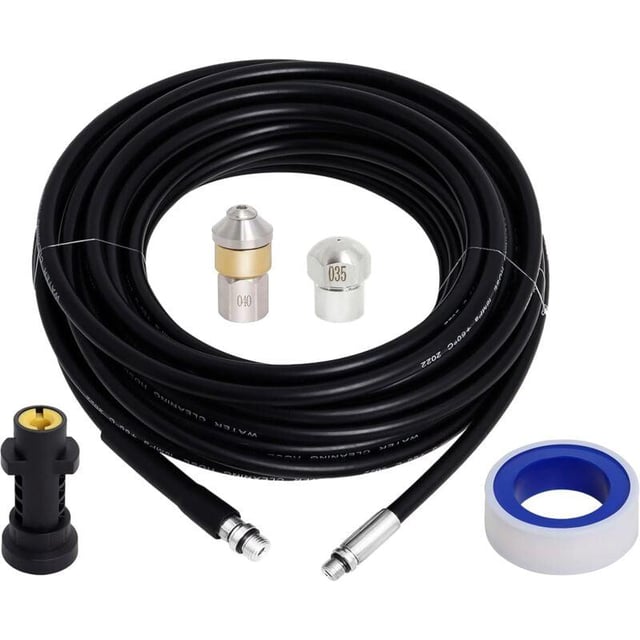 Tuyau Déboucheur Canalisation 15m,Furet karcher Compatible avec Karcher K2, K3, K4, K5, K6, K7, Nettoyeur Haute Pression 180Bar 60°C pour colmatage et
