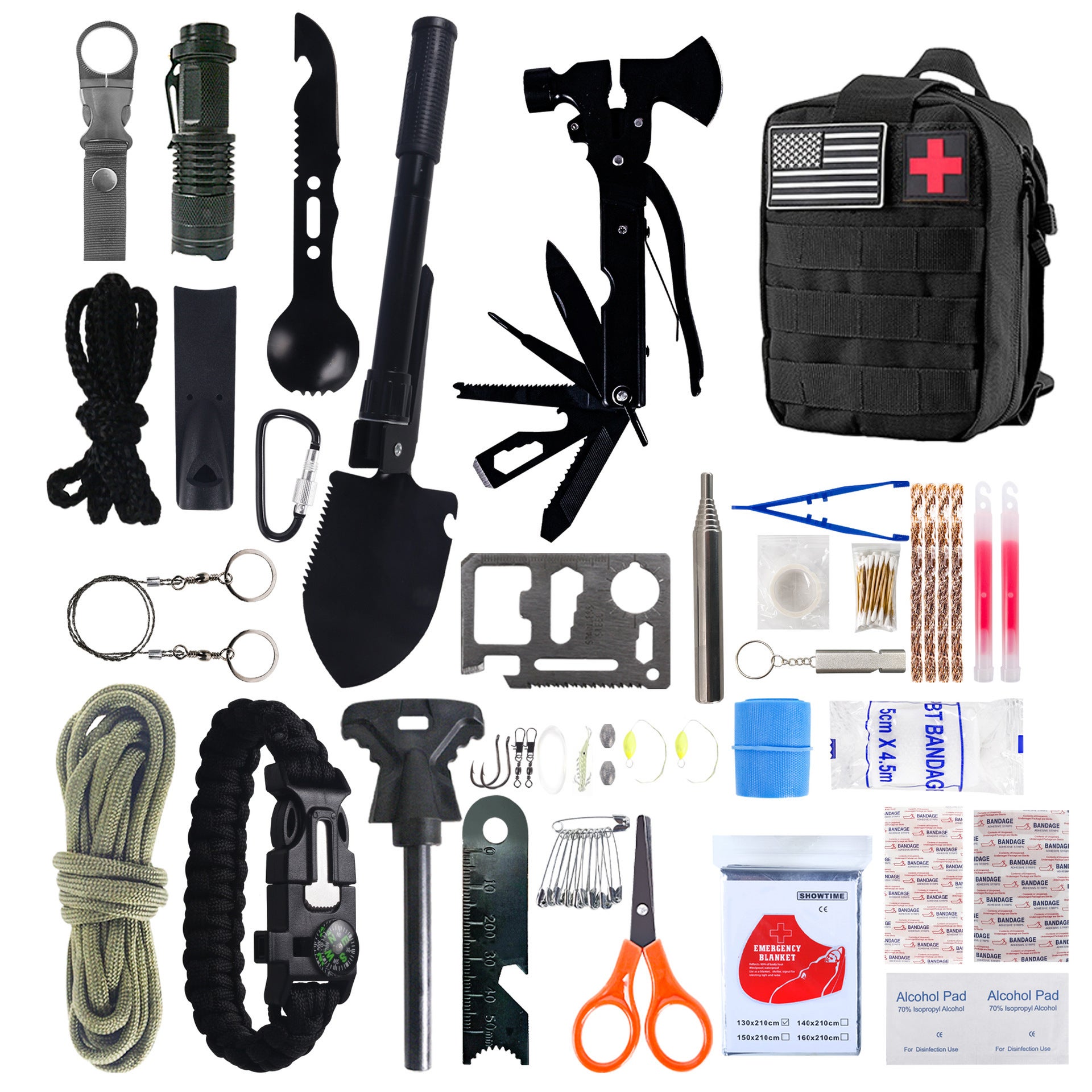 Lixada Kit de Supervivencia Emergencia 23 en 1 Multi Herramientas Suministros de