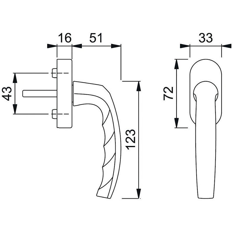 Poignée oscillo-battante Atlanta Secustik 0530/US952 HOPPE - Carré variofit 9/19mm vis 30/35mm - Blanc 9010 - 10804379 - 4